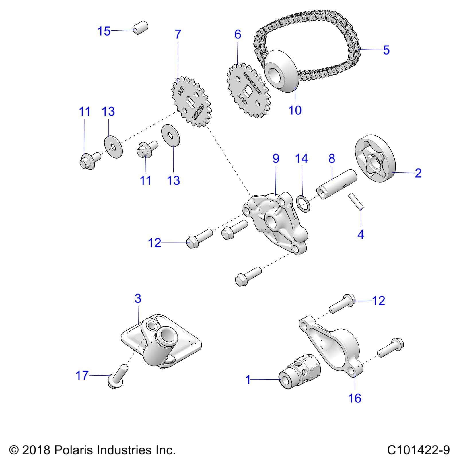 2026 SPORTSMAN TOURING 570 PREM β ENGINE, OIL PUMP - A26SDZ57AB (C101422-9) diagram