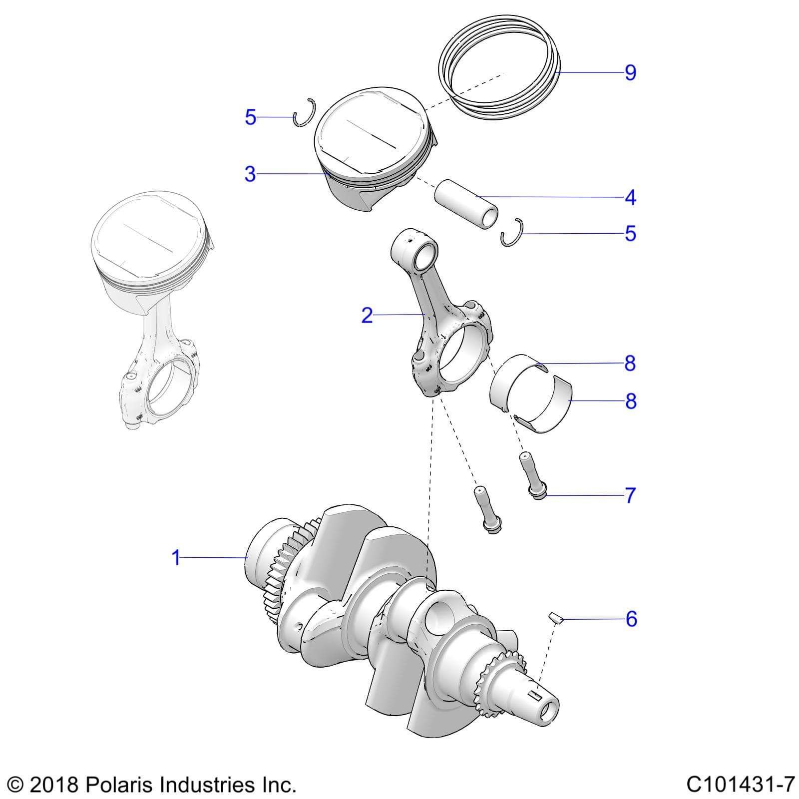 2026 SCRAMBLER 850 48" R02 - A26SVA85A4 β ENGINE, CRANKSHAFT and PISTON - A26SVA85A4 (C101431-7) diagram