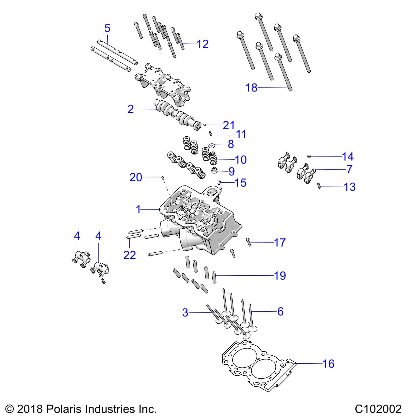 2026 SPORTSMAN TOURING 850 48" R02 - A26SYE85AL β ENGINE, CYLINDER HEAD, CAM and VALVES - A26SYE85AL (C102002) diagram