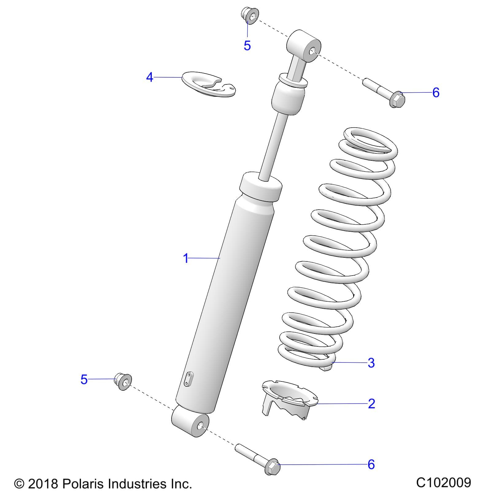 2026 SPORTSMAN 1000 ULTIMATE 49S R01 - A26SXR95AG β SUSPENSION, SHOCK, FRONT - A26SXR95AG (C102009) diagram