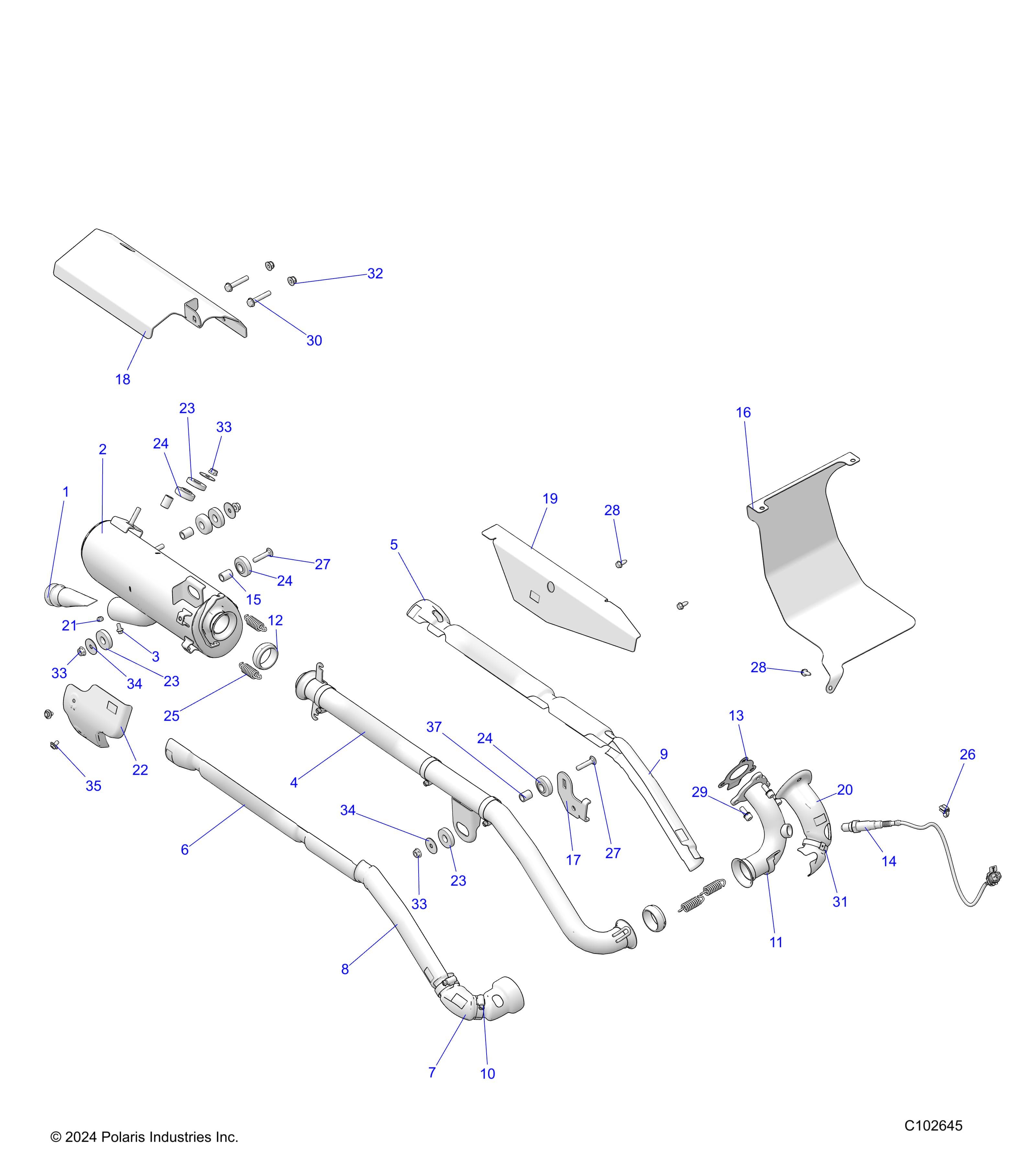 2026 SPORTSMAN 570 6X6 EPS 49S β ENGINE, EXHAUST - A26SKE57A1 (C102645) diagram