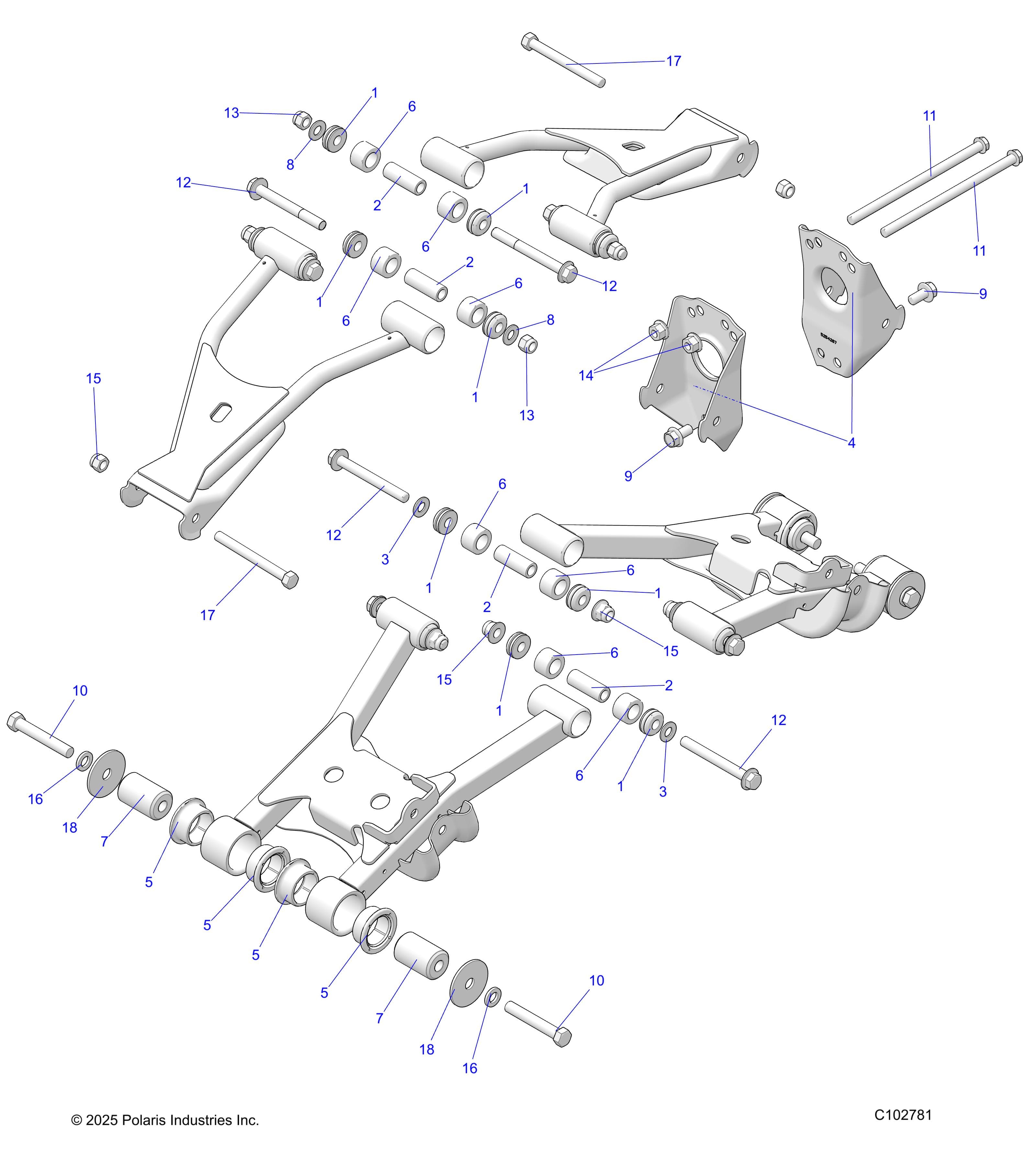 2026 SPORTSMAN 570 UTL 49S β SUSPENSION, REAR CONTROL ARM, MOUNTING - A26SHR57AG (C102781) diagram