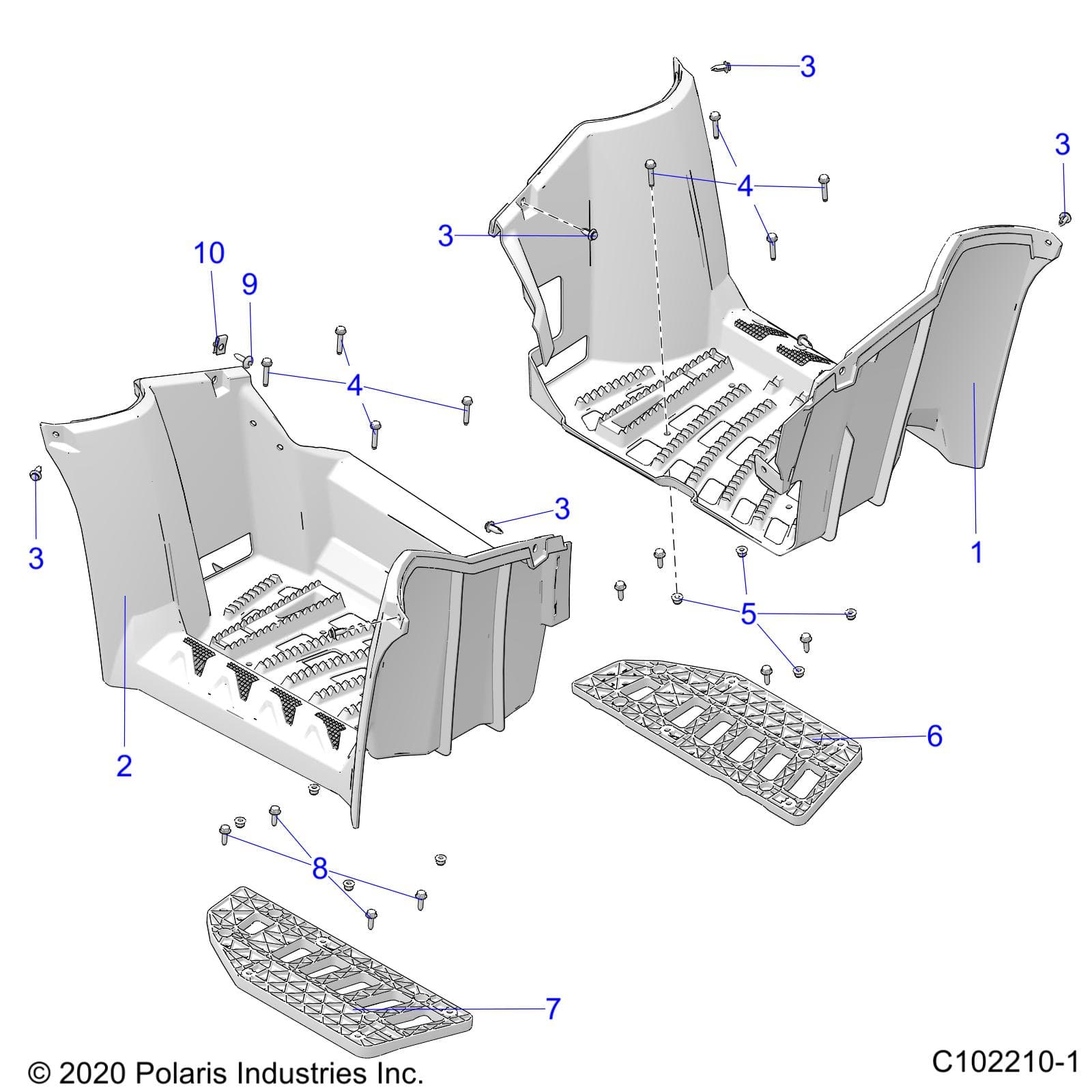 2026 SPORTSMAN 850 MUD 49S R01 - A26SXN85A7 β BODY, FOOTWELLS - A26SXN85A7 (C102210-1) diagram