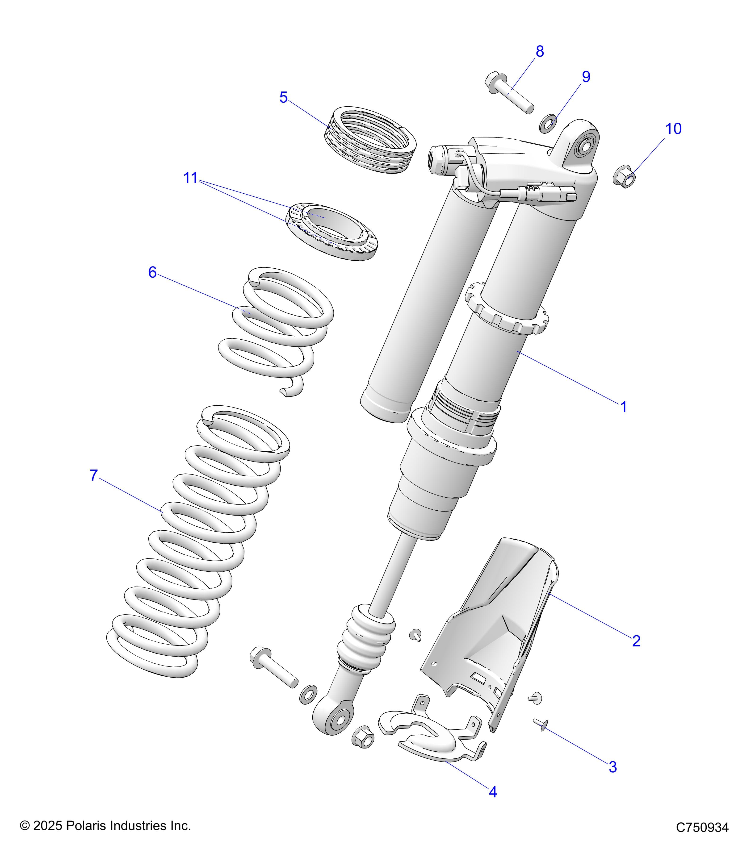 2026 RZR PRO R4 LE β SUSPENSION, REAR SHOCK & MOUNTING - Z26R4P2KBL (C750934) diagram