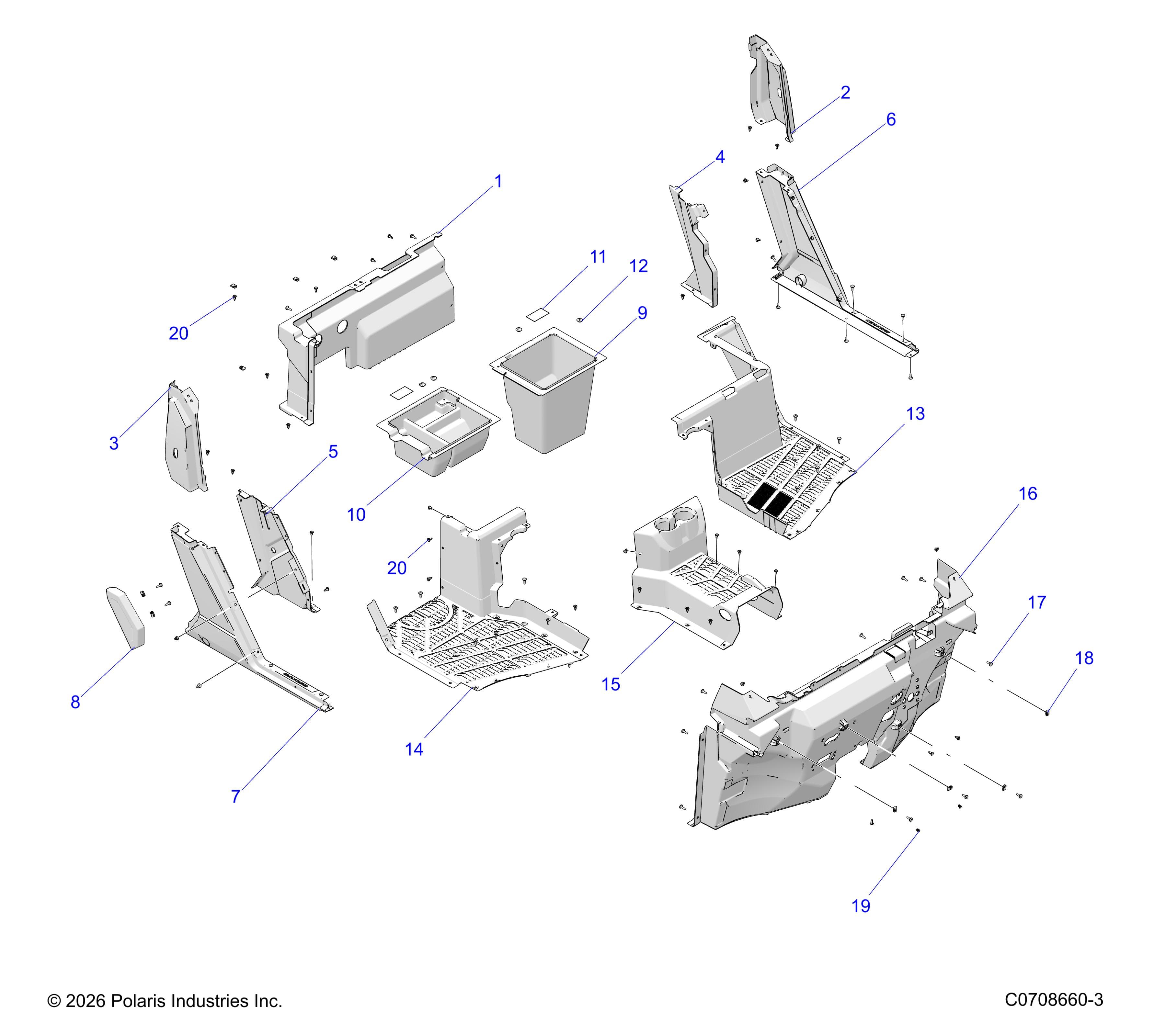 2026 RANGER 1000 XP CREW NSTR PREMIUM β BODY, FRONT FLOOR & ROCKERS diagram