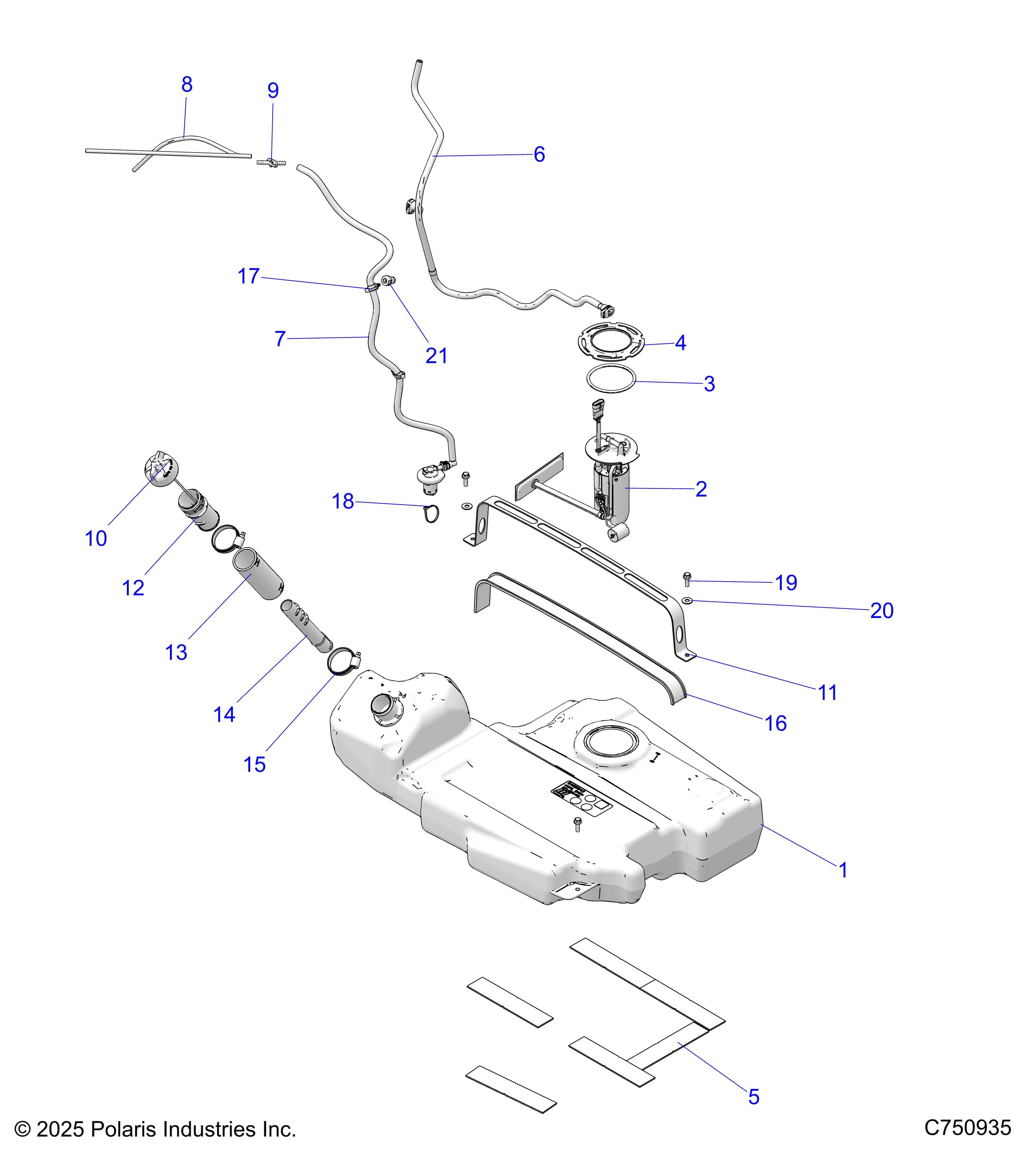 2026 RZR PRO R ULTIMATE β FUEL SYSTEM, STD. - Z26RPK2KAR/BR/AV/BV/AC/BC/AJ/BJ (C750935) diagram