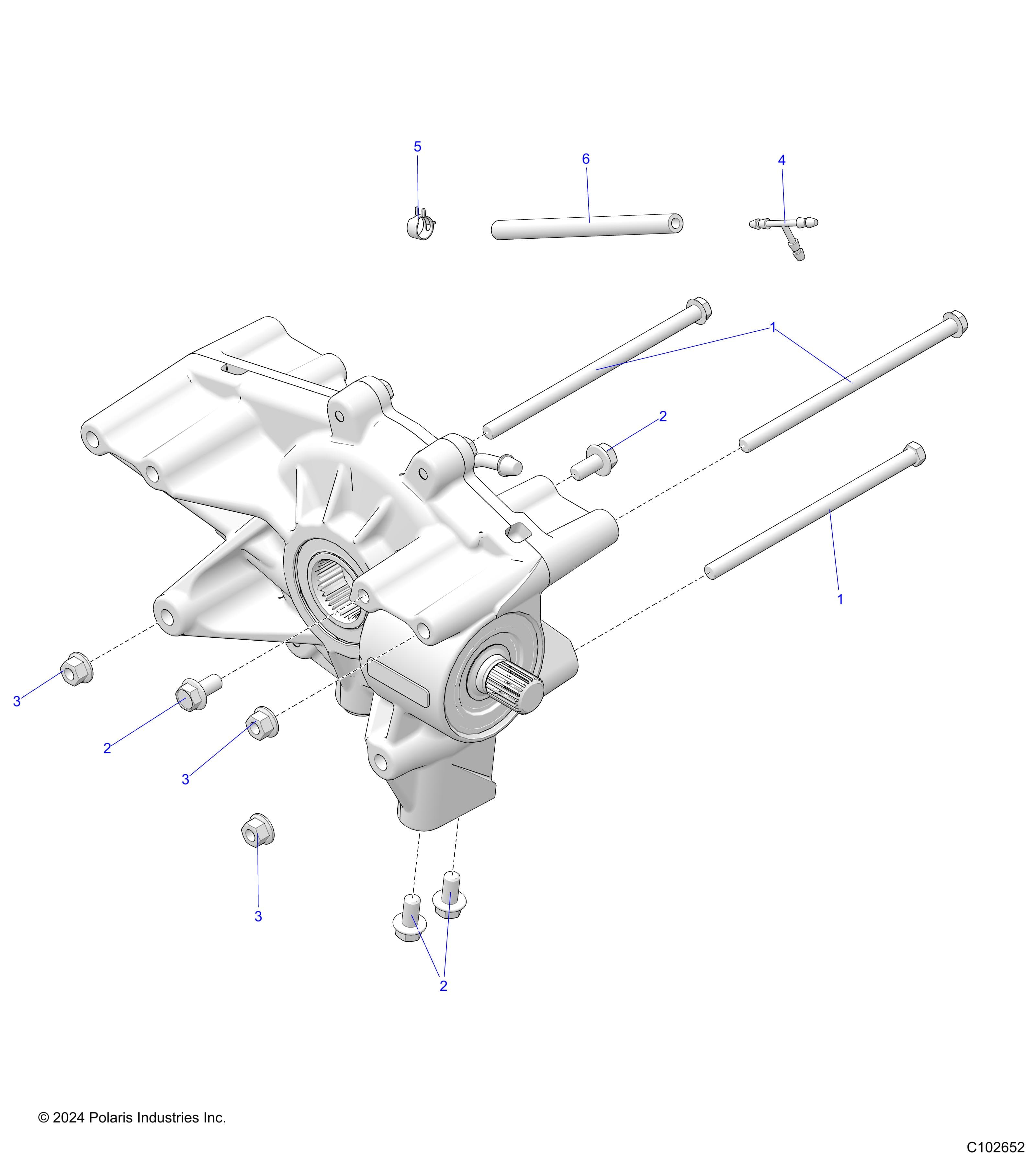 2026 SPORTSMAN 570 6X6 EPS 49S β DRIVE TRAIN, REAR GEARCASE MOUNTING - A26SKE57A1 (C102652) diagram