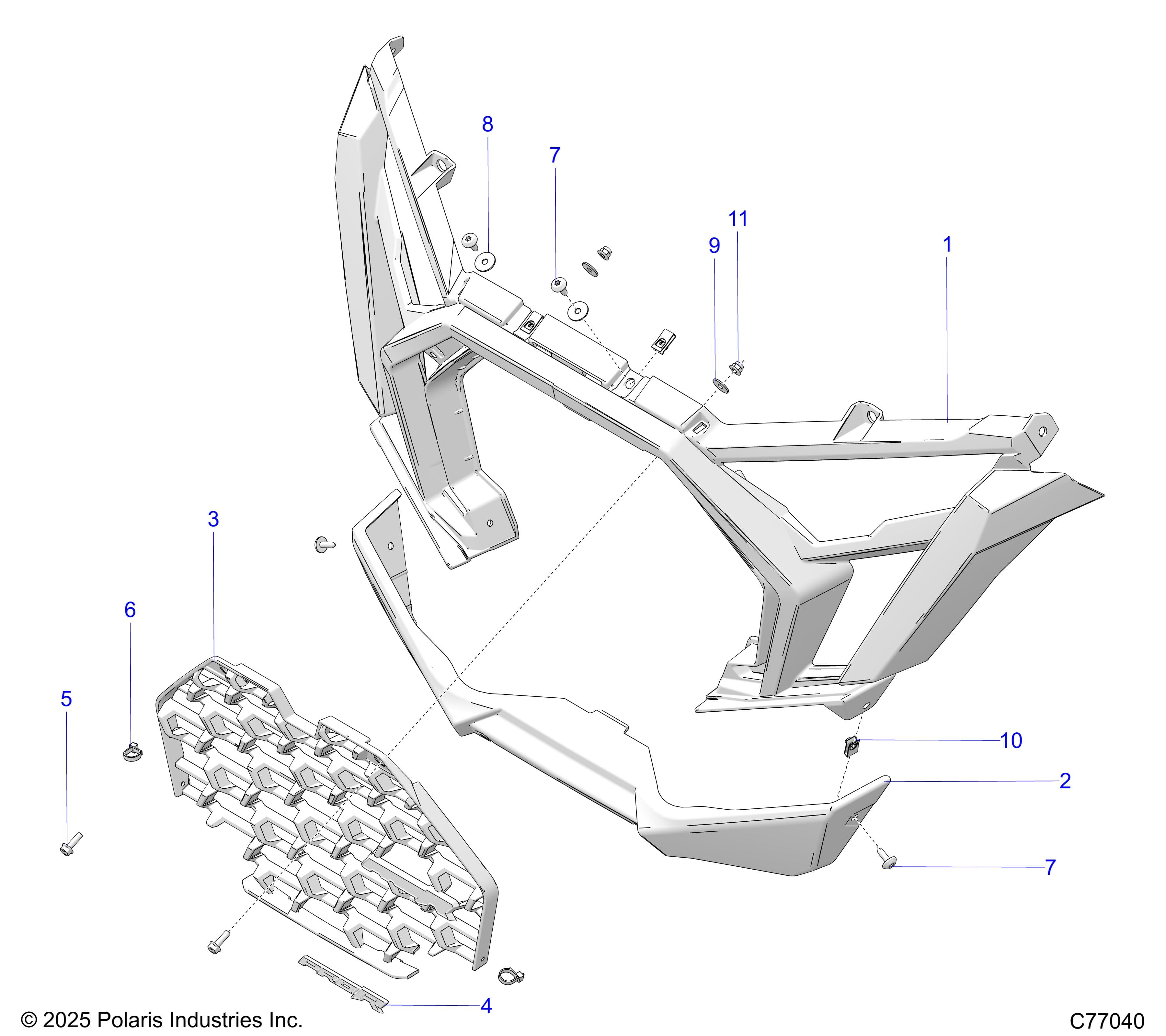 2026 RZR PRO R RACE H.O. β BODY, FRONT FASCIA - Z26RRL2KAL (C77040) diagram