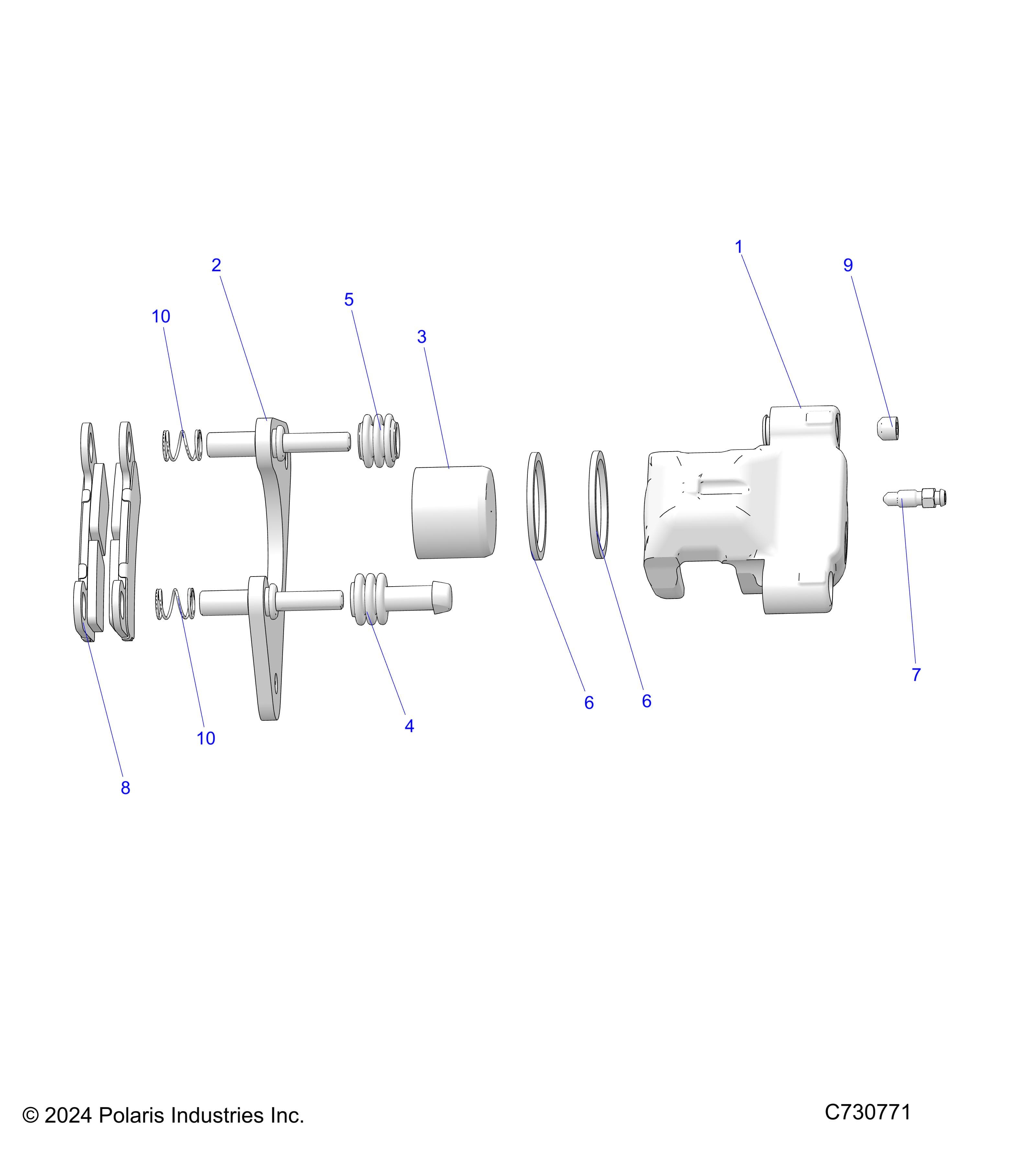 2026 RANGER 1000 NON EPS β BRAKES, REAR CALIPER - R26TAA99A1/B1 (C730771) diagram
