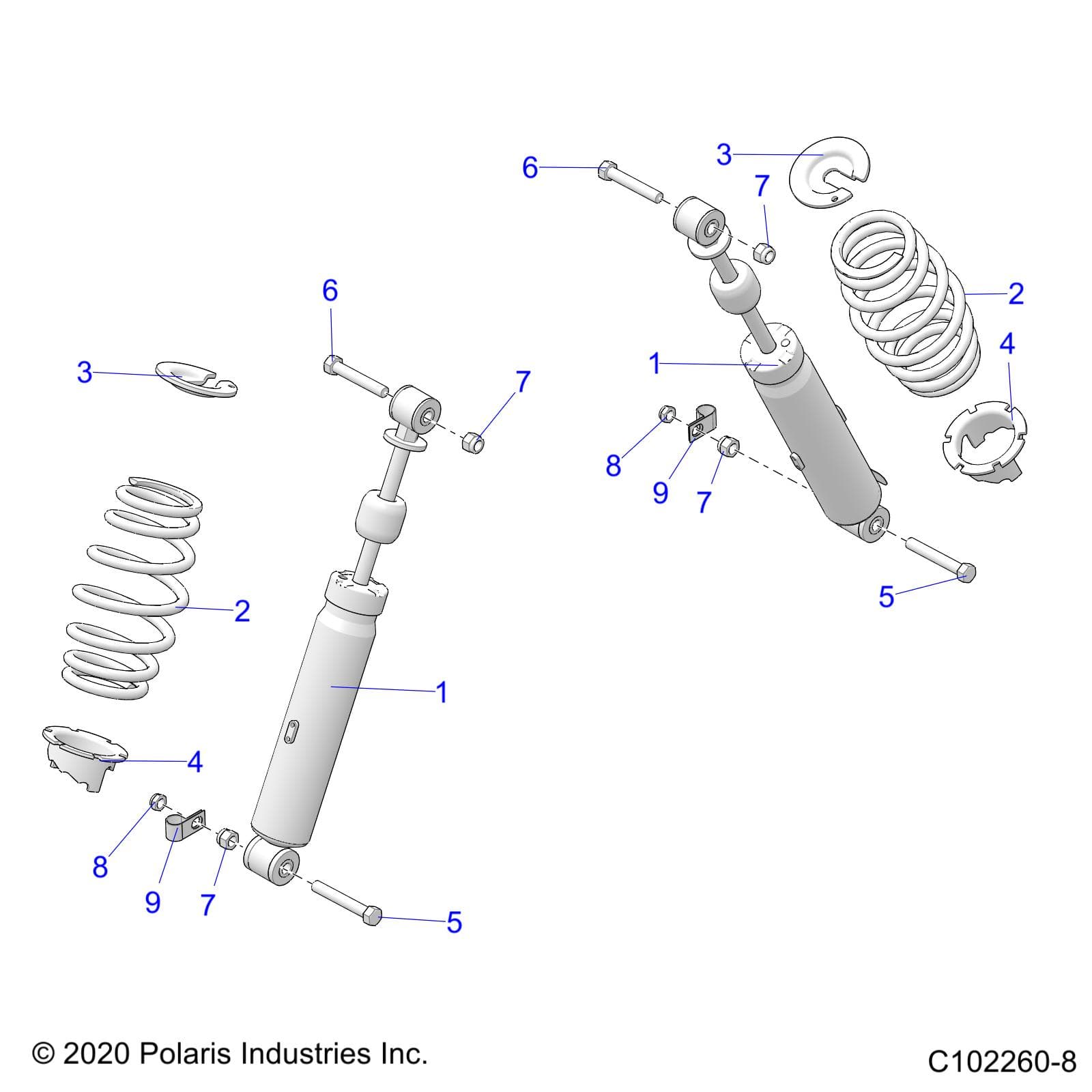 2026 SPORTSMAN 570 EPS TRAIL PACKAGE β SUSPENSION, FRONT SHOCK - A26SHY57AL/AS (C102260-8) diagram