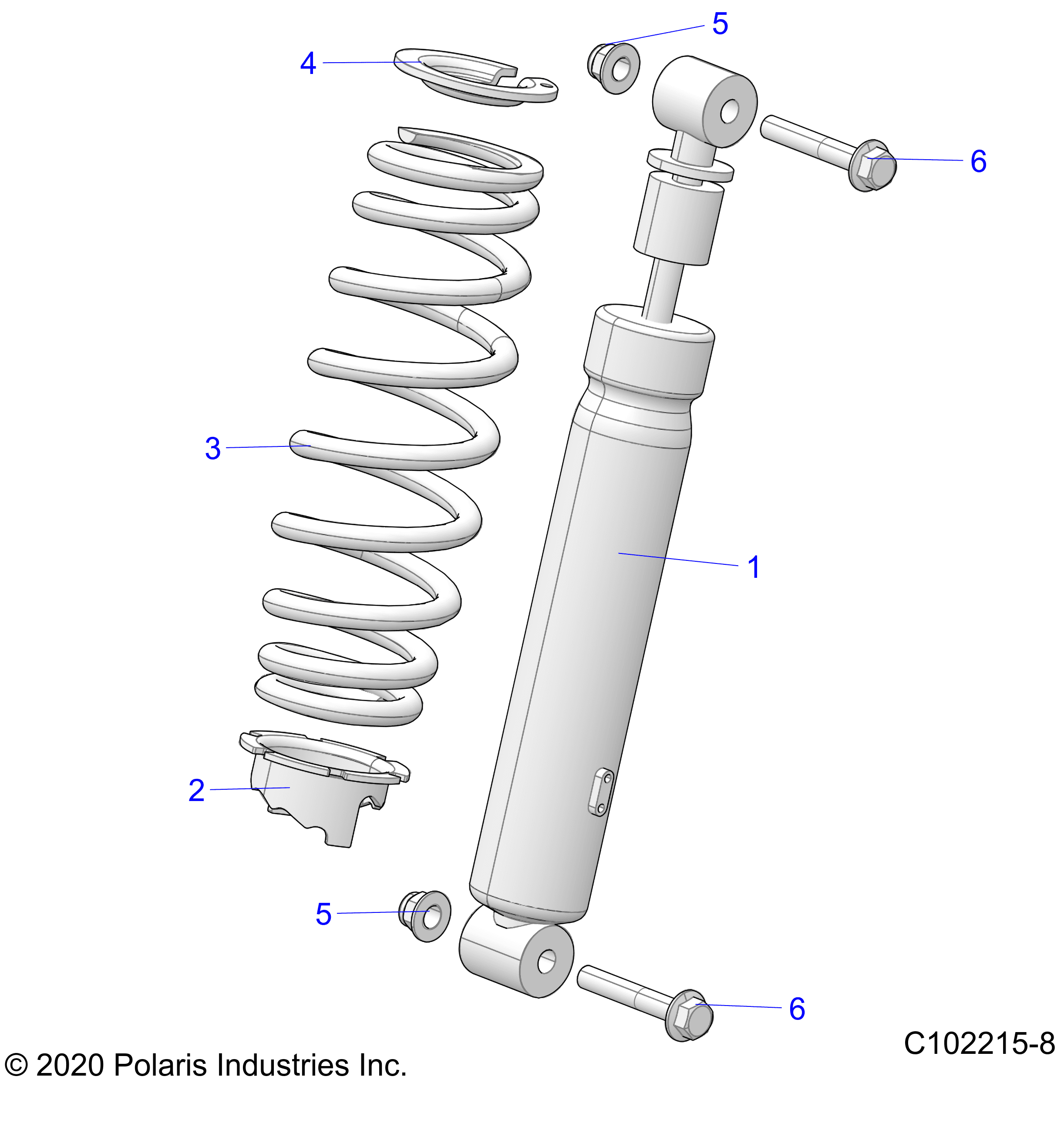 2026 SPORTSMAN XP 1000 MUD R01 - A26SXM95AR β SUSPENSION, SHOCK, FRONT - A26SXM95AR (C102215-8) diagram
