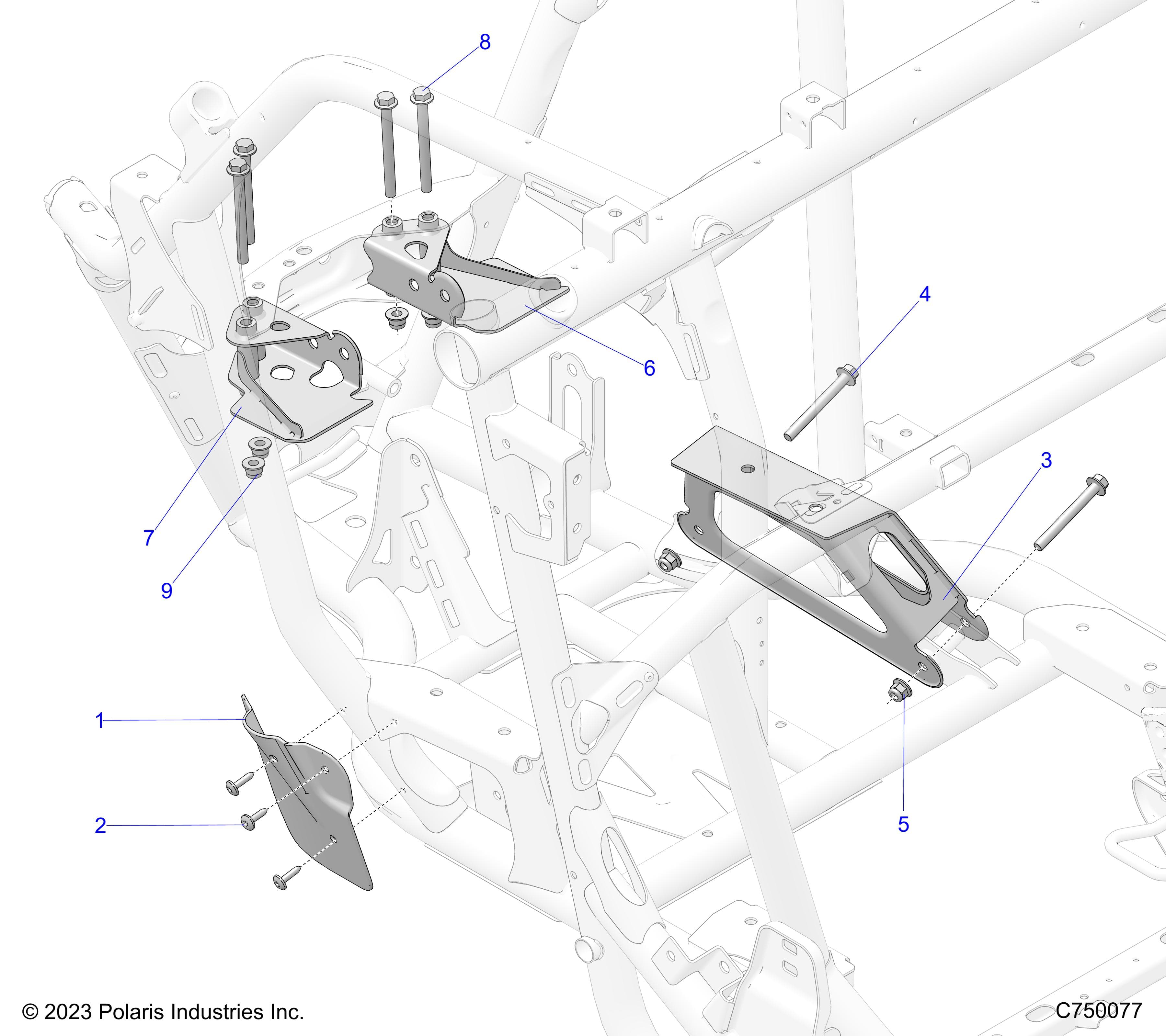 2026 RZR PRO R LE β CHASSIS, ENGINE AND REAR DRIVELINE MOUNTING - Z26RPP2KBL (C750077) diagram