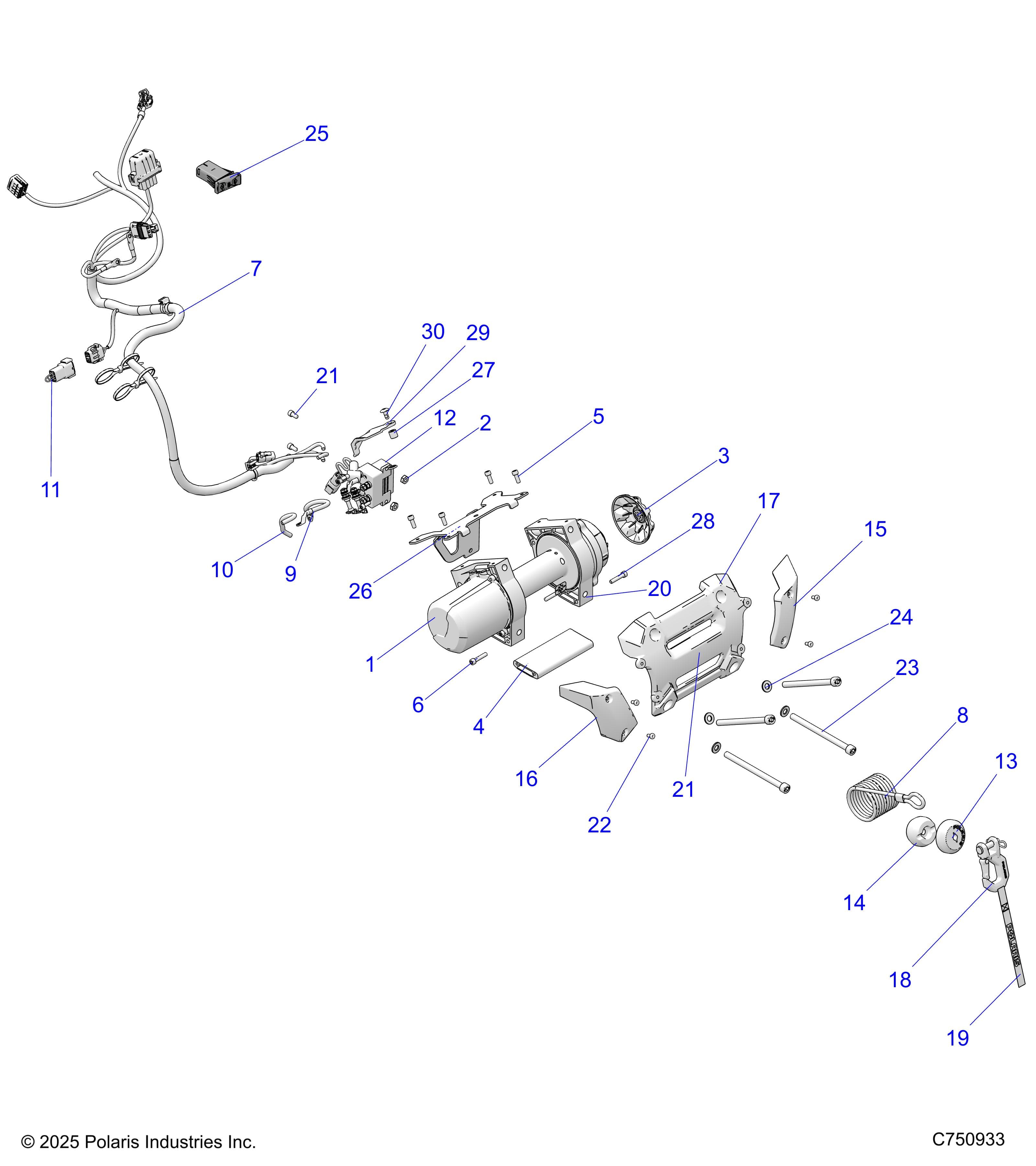 2026 RZR XP 1000 ULTIMATE β CHASSIS, WINCH - Z26NET99A4/B4/A6/B6 (C750933) diagram