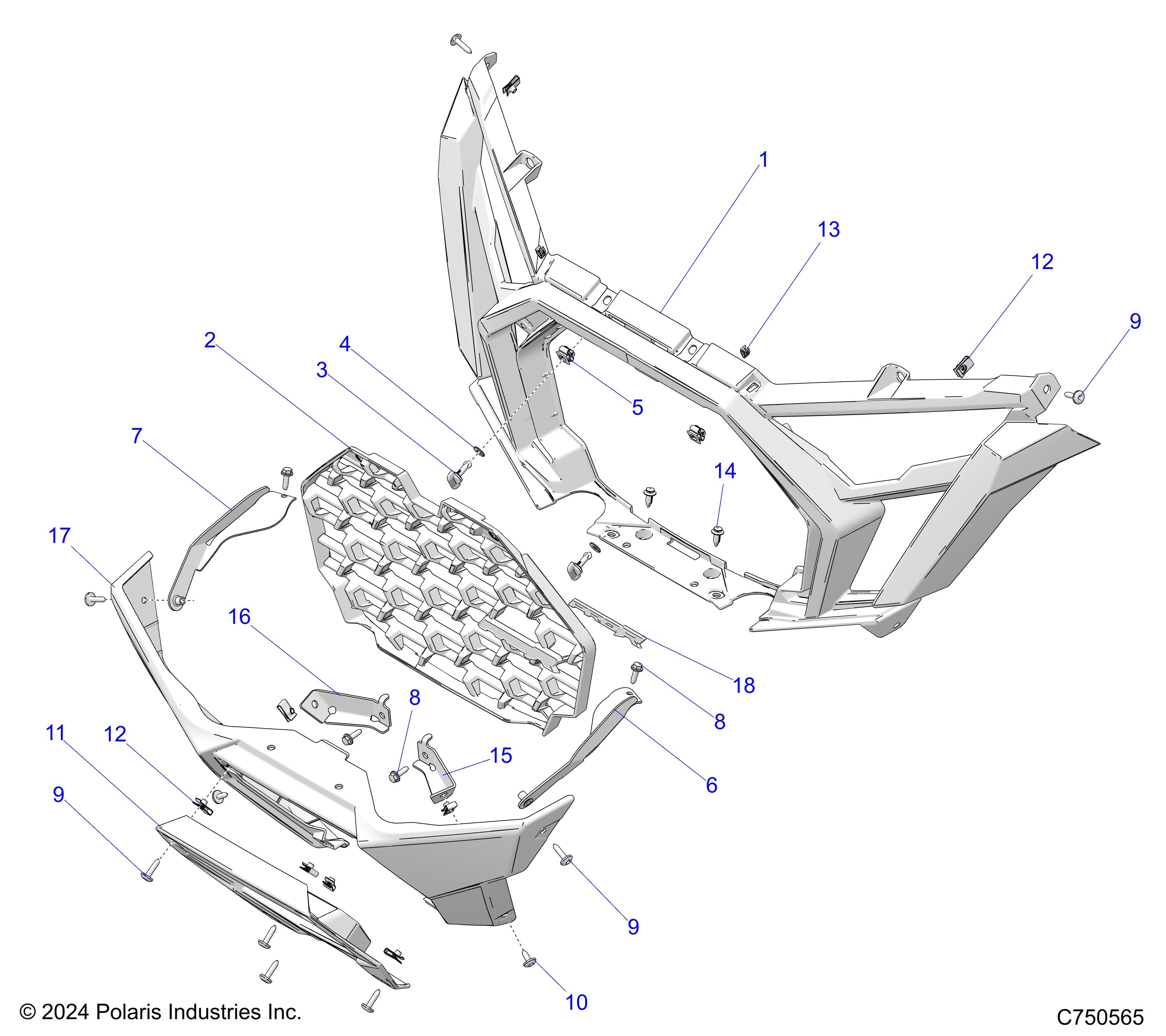 2026 RZR PRO R LE β BODY, FRONT BUMPER - Z26RPP2KBL (C750565) diagram