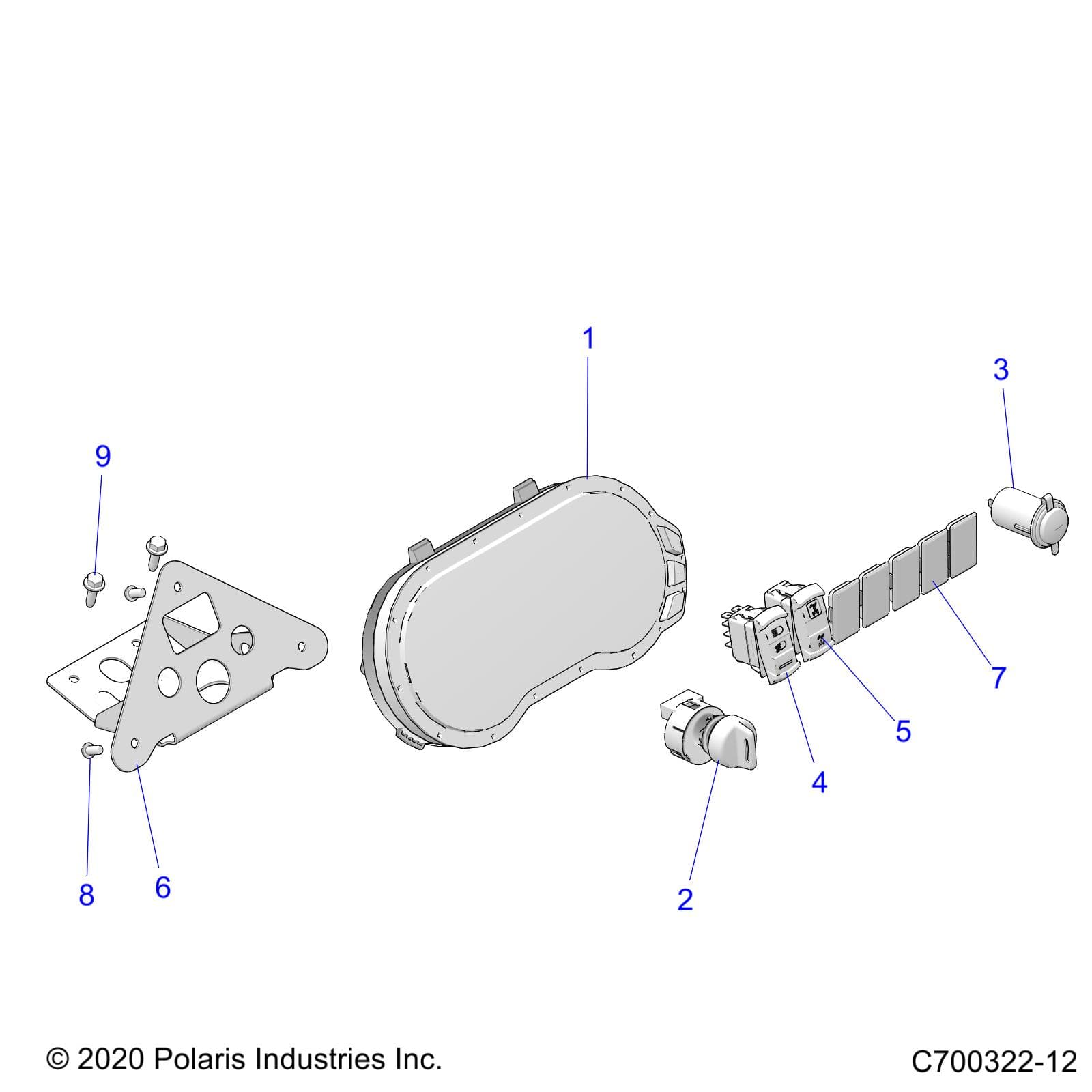 2026 RZR 900 TRAIL SPORT β ELECTRICAL, DASH INSTRUMENTS AND CONTROLS - Z26A5E87A5 (C700322-12) diagram