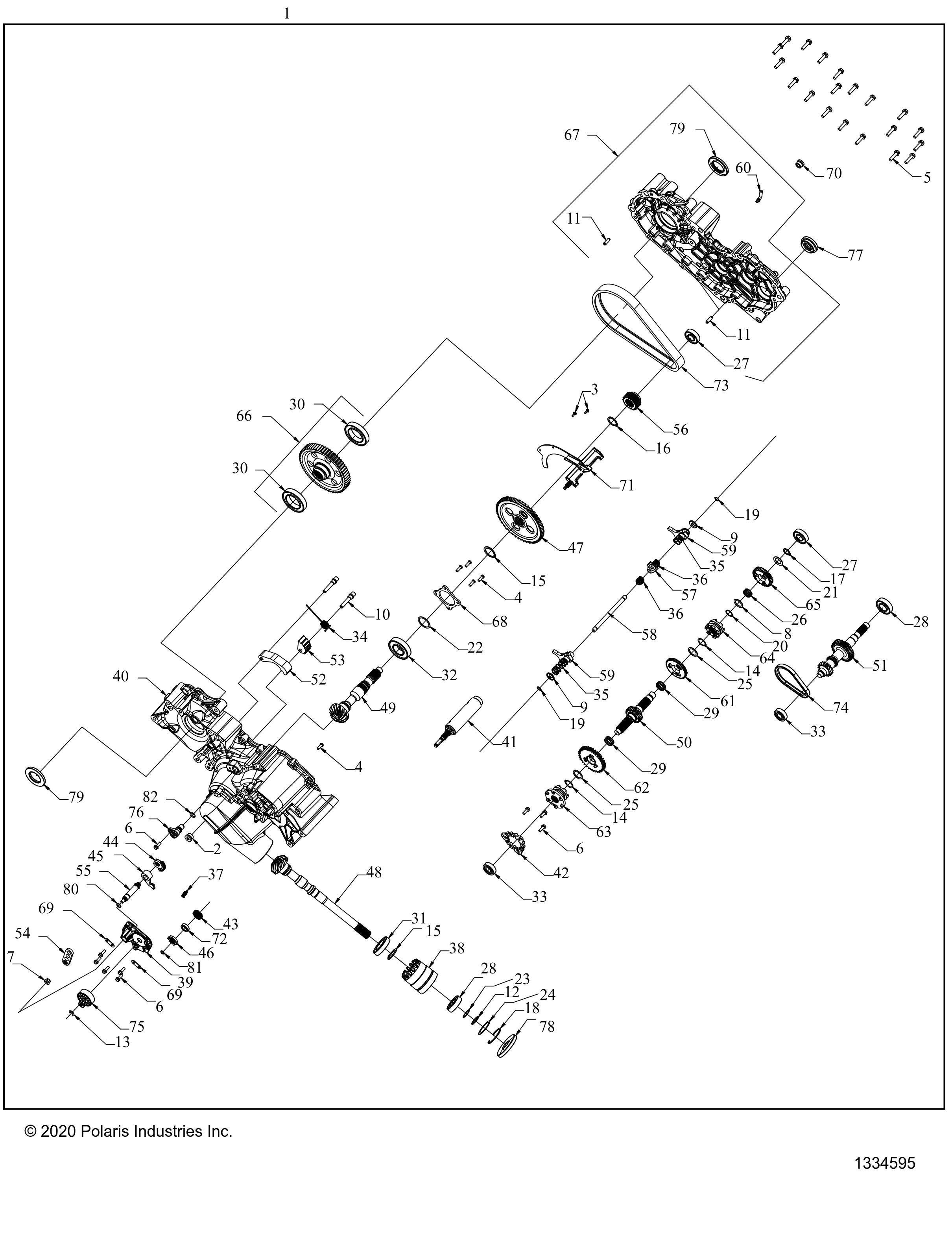 2026 SPORTSMAN 450 50S β DRIVE TRAIN, MAIN GEARCASE - A26SEA50B1/B4 (1334595) diagram