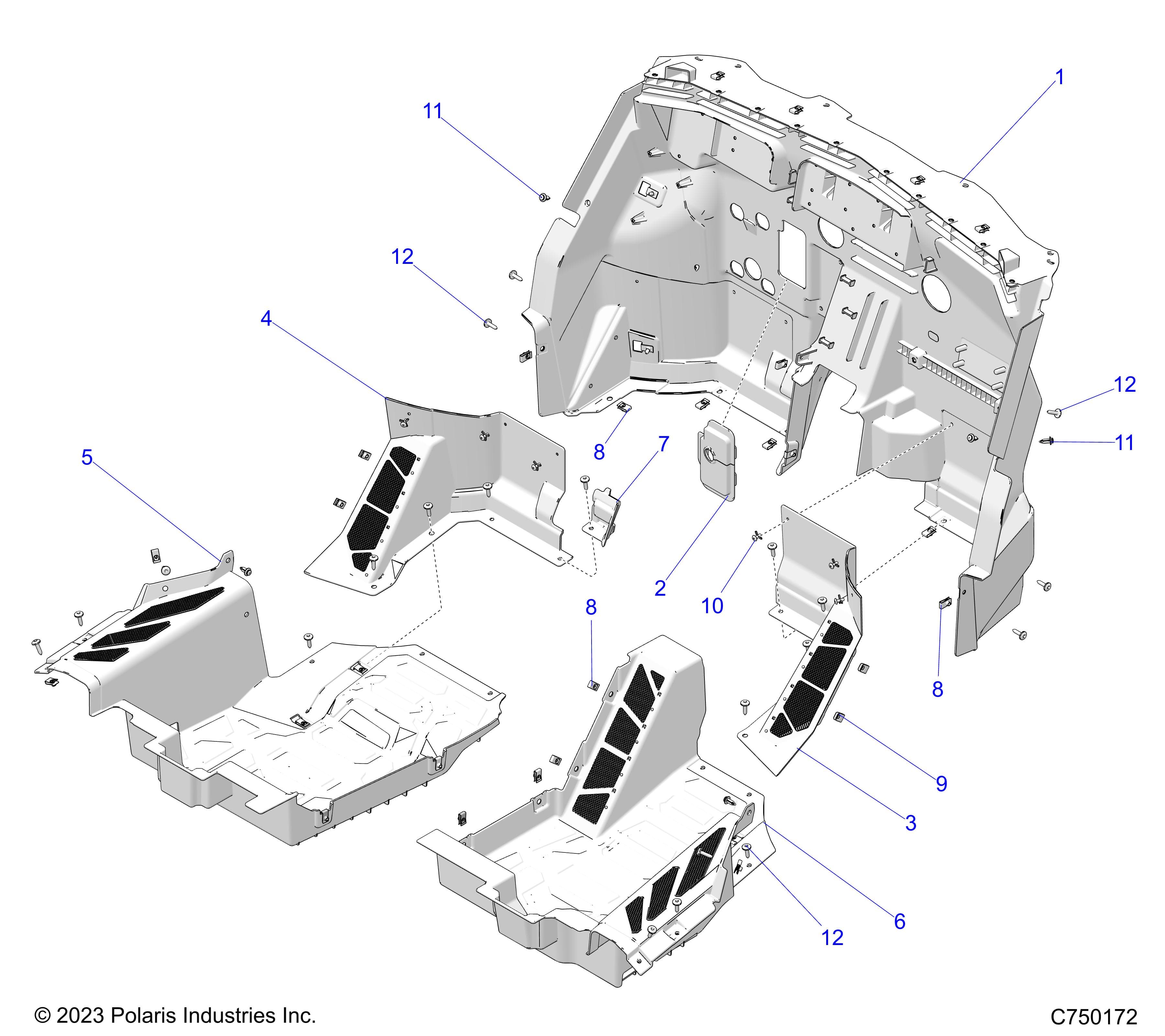 2026 RZR PRO S4 SPORT β BODY, FLOOR PANELS, FRONT - Z26S4E92A4/B4/A6/B6 (C750172) diagram