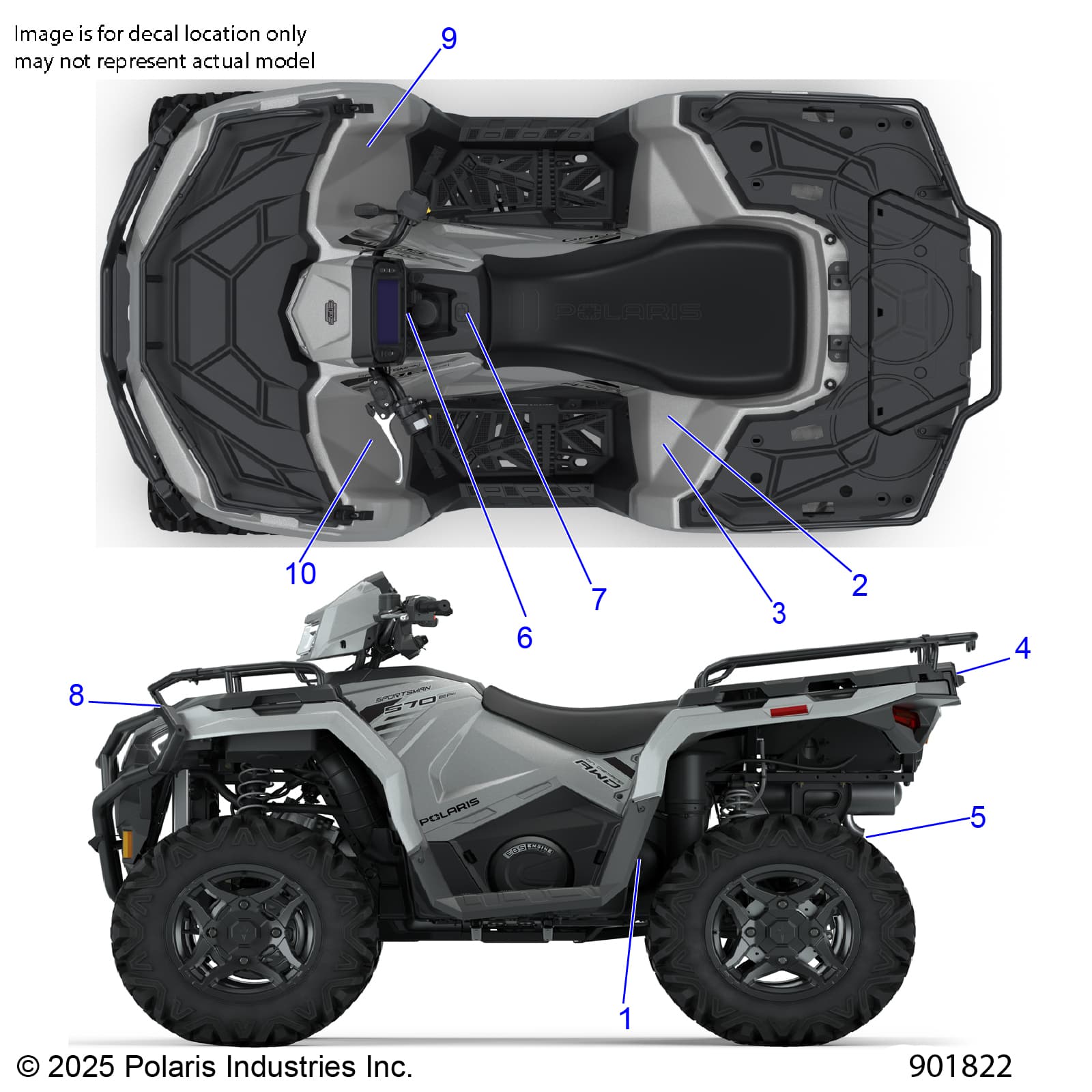 2026 SPORTSMAN 570 UTL 49S β BODY, DECALS, STANDARD - A26SHR57AG (901822) diagram