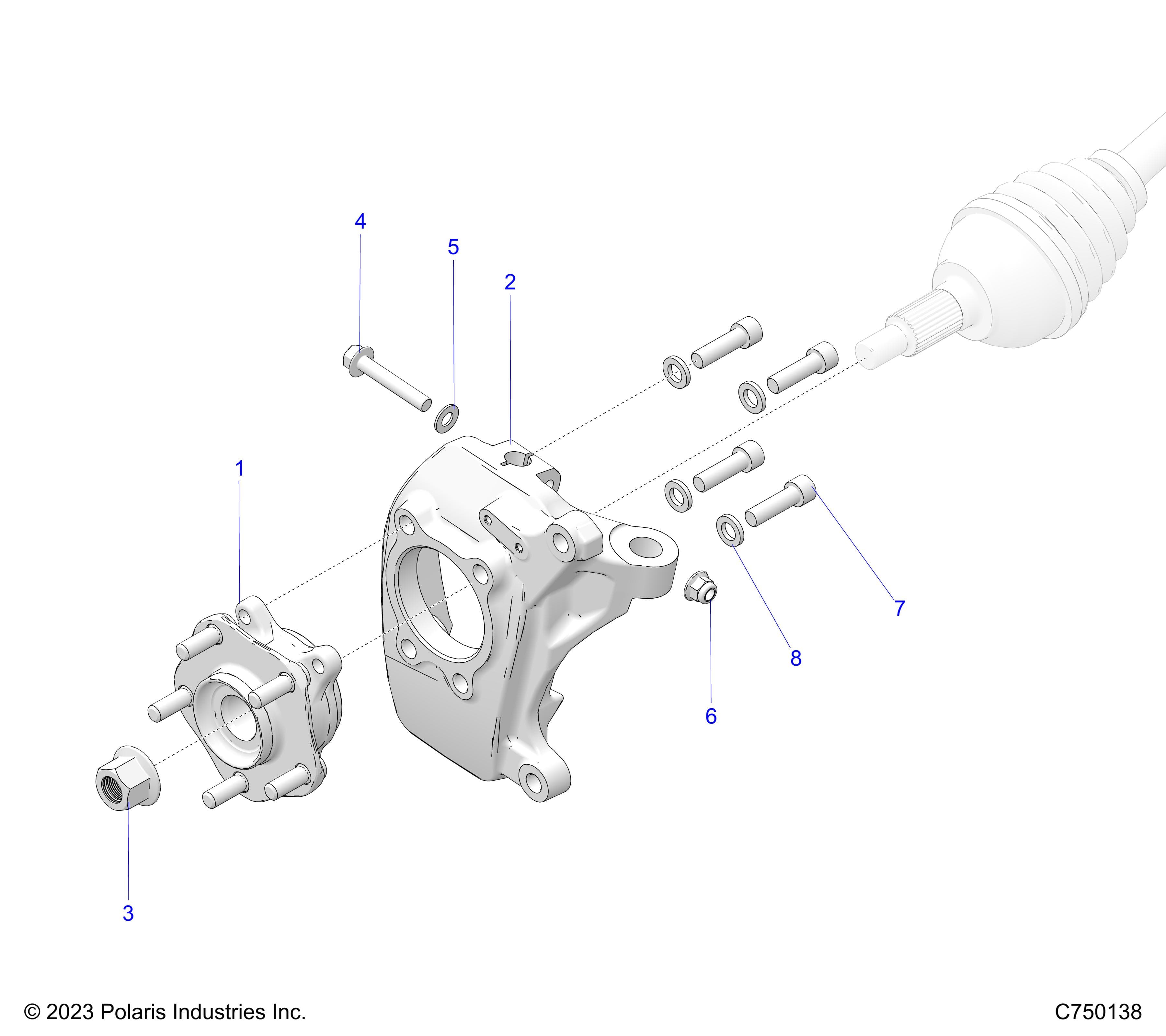 2026 RZR PRO S4 SPORT β SUSPENSION, FRONT CARRIER AND HUB - Z26S4E92A4/B4/A6/B6 (C750138) diagram