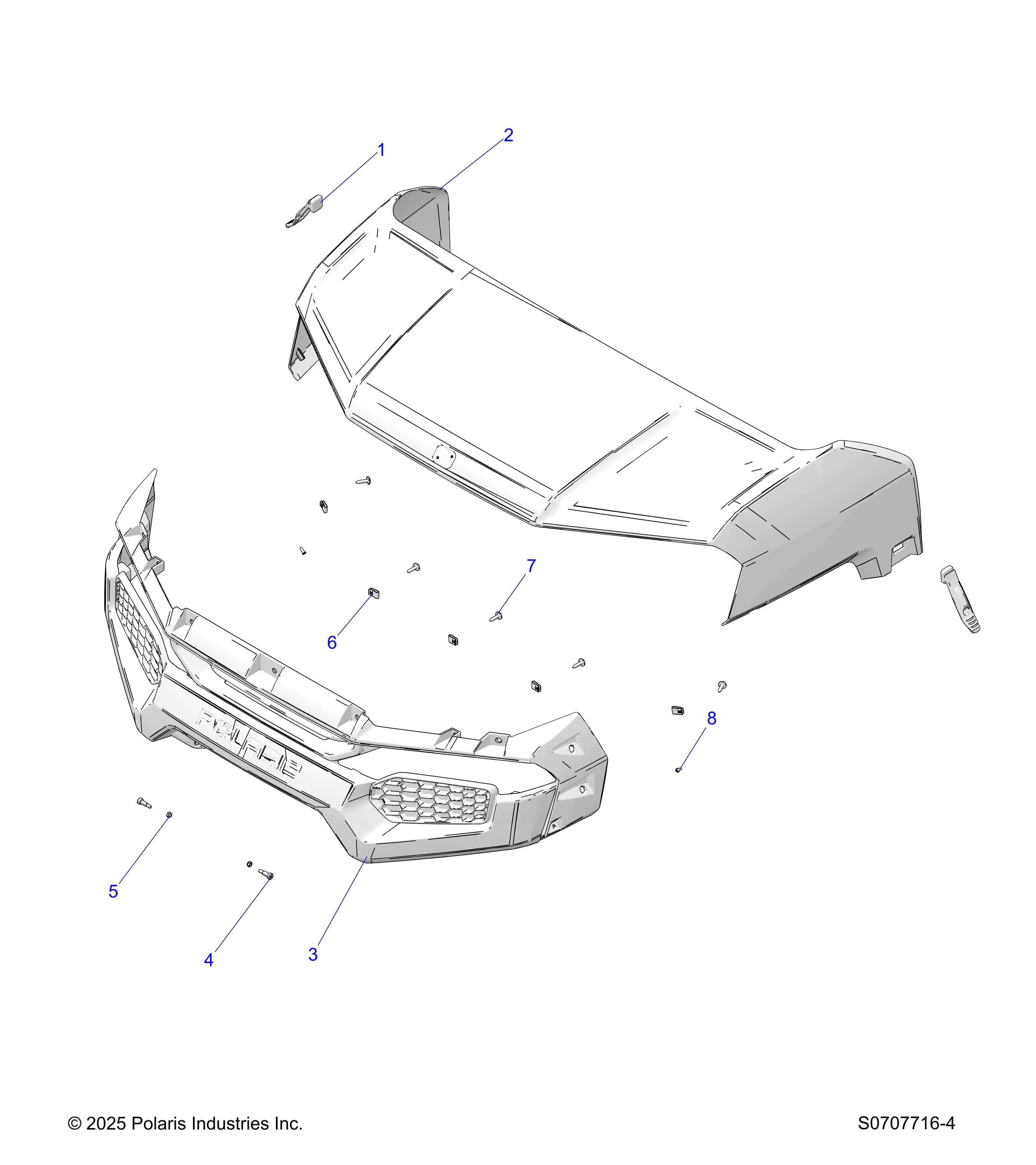 2026 RANGER 500 β BODY, HOOD & FRONT FASCIA diagram