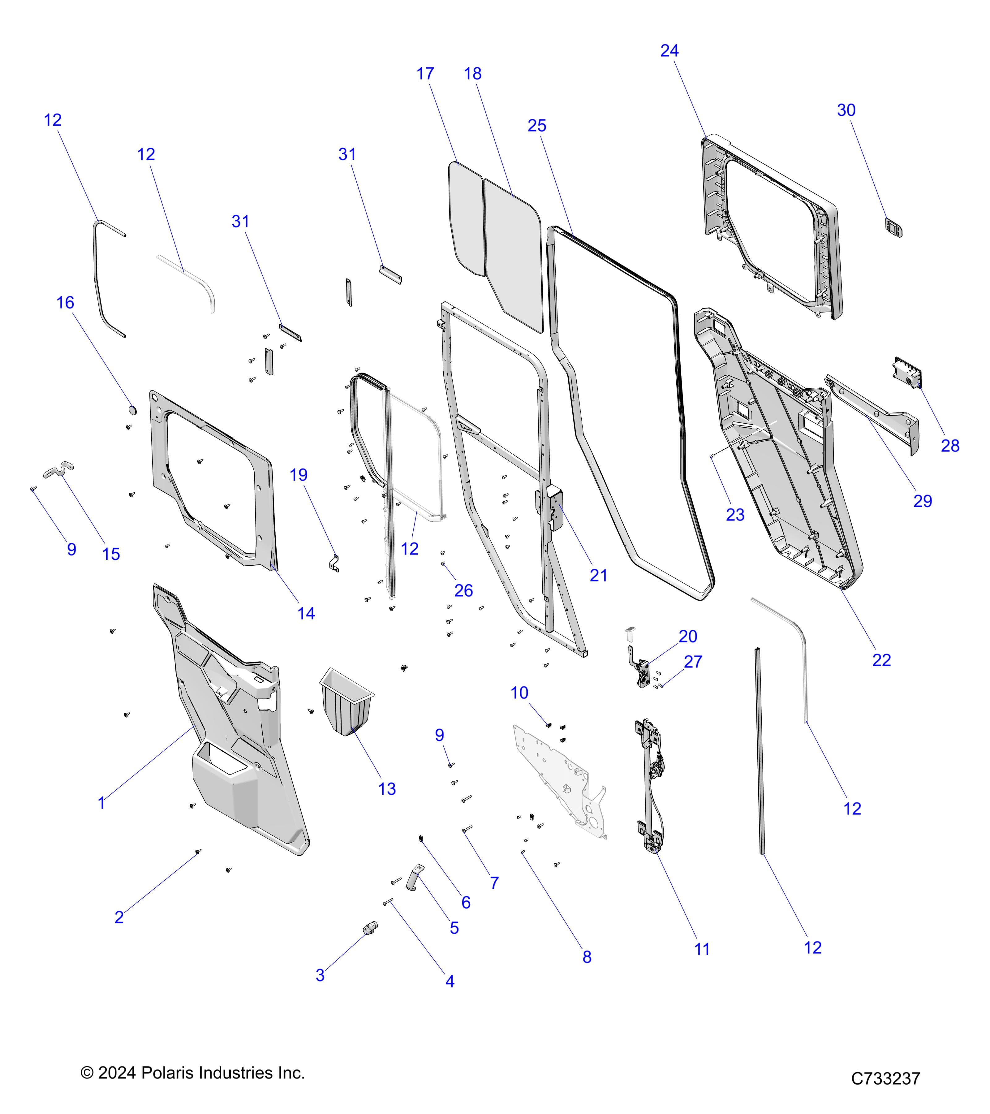 2026 RANGER 1000 XP CREW NSTR PREMIUM β BODY, DOOR, REAR CRANK - R26RSU99A9/B9/AF/BF/AH/BH/AS/BS/AB/BB (C733237) diagram