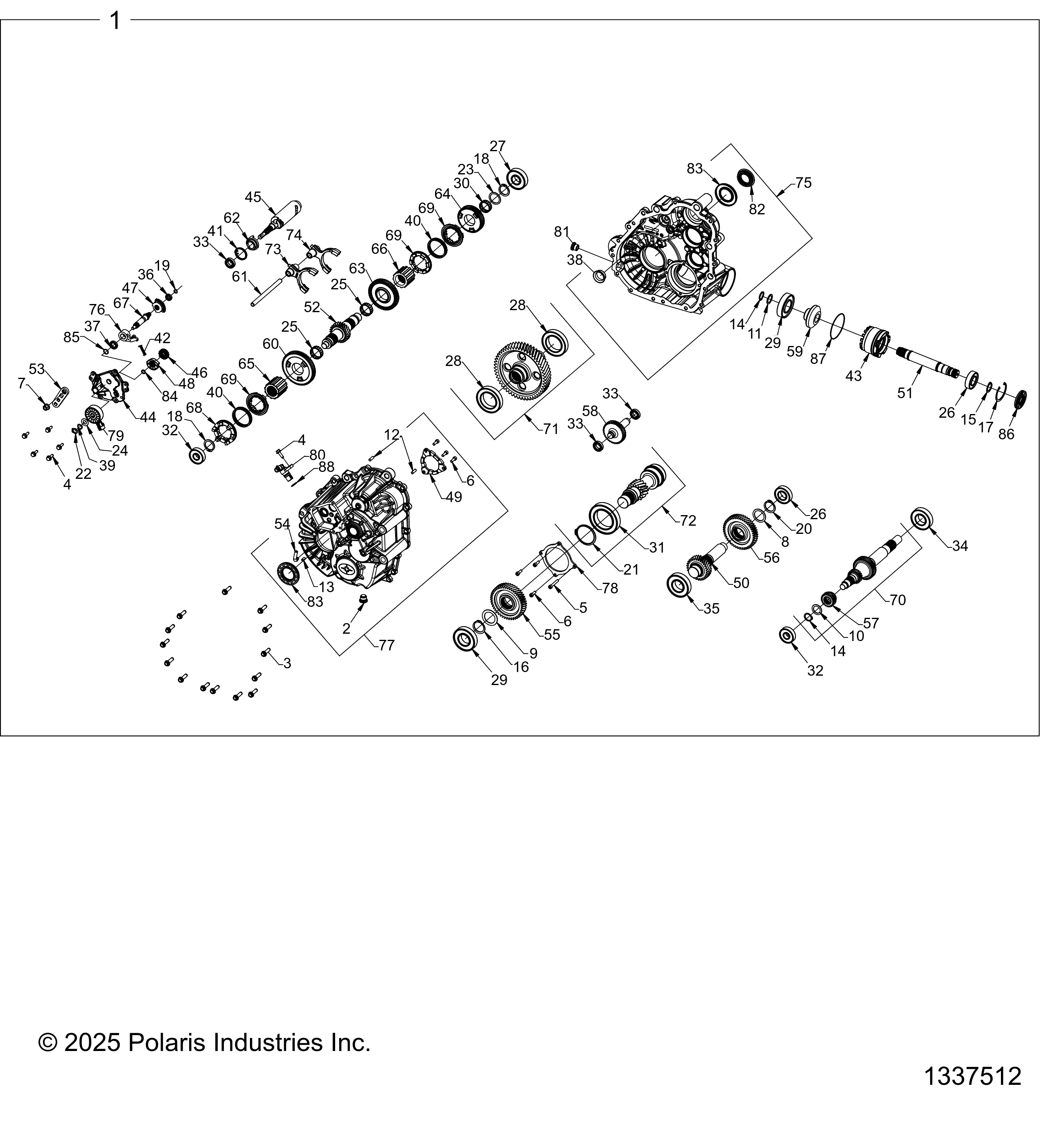 2026 RZR XP 1000 SPORT β DRIVE TRAIN, MAIN GEARCASE INTERNALS - Z26NES99A4/B4/A6/B6 (1337280) diagram