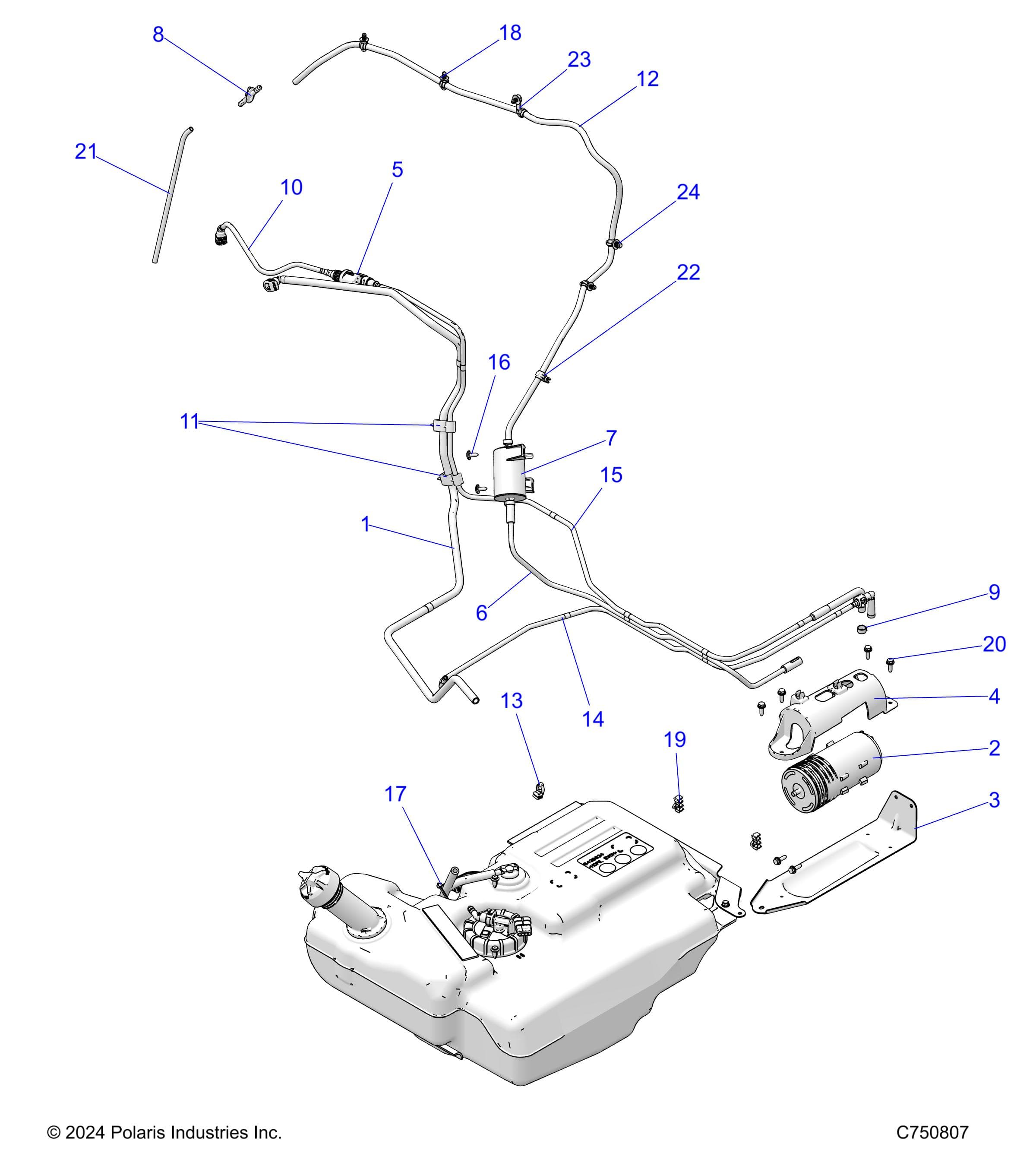 2026 RZR XP S 1000 ULTIMATE β FUEL SYSTEM, LINES, EVAP - Z26NEY99B (C750807) diagram