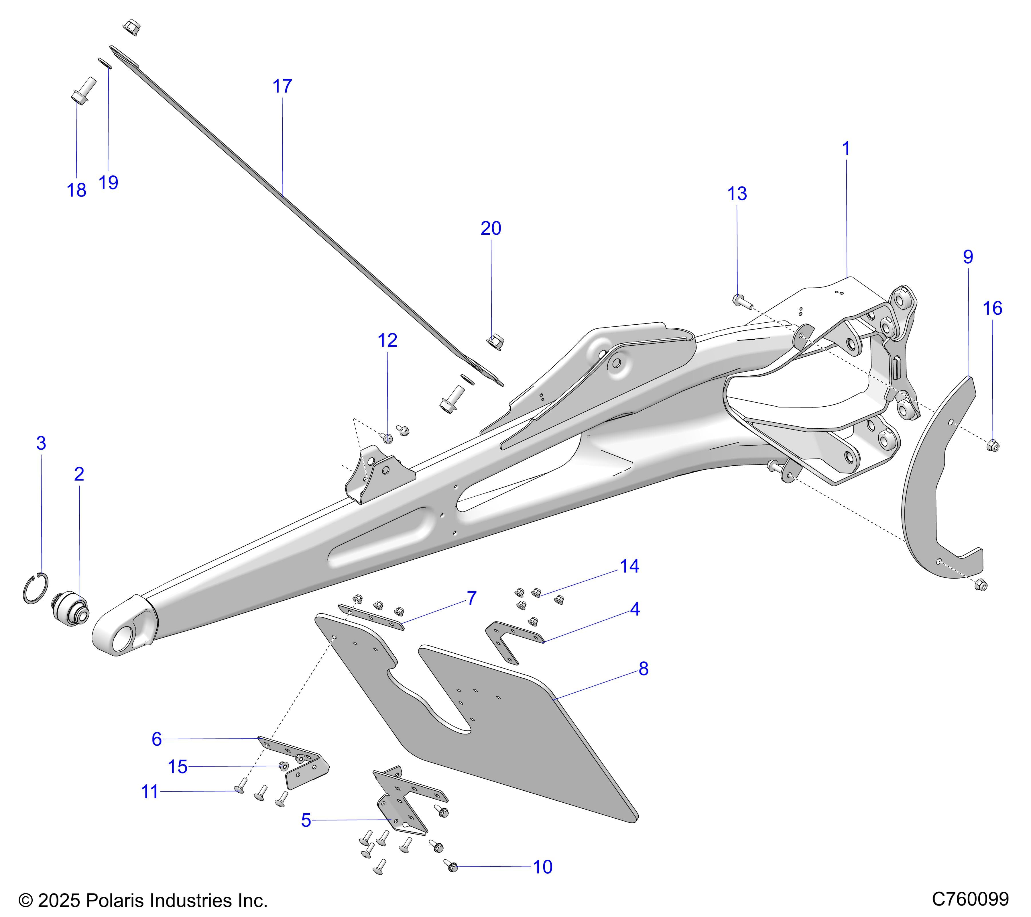 2026 RZR PRO R RACE H.O. β SUSPENSION, REAR TRAILING ARMS - Z26RRL2KAL (C760099) diagram
