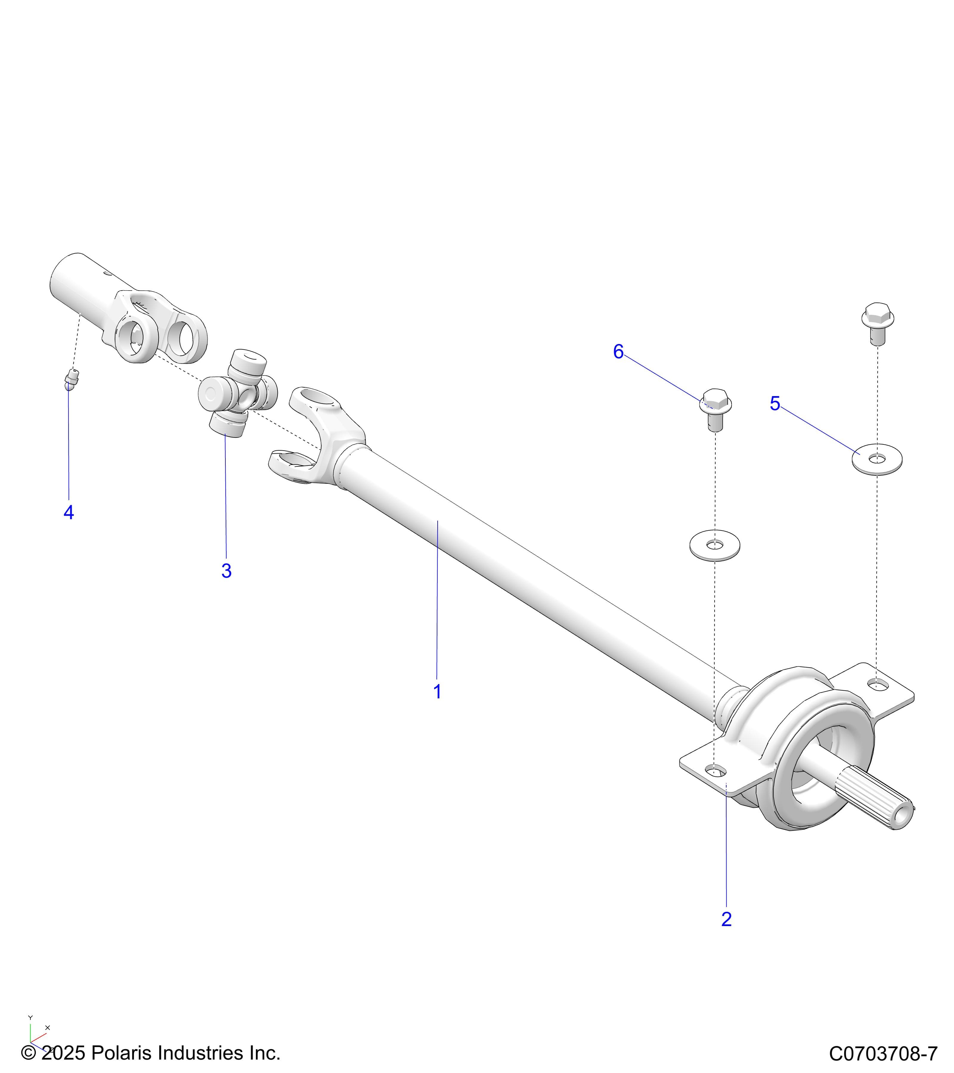 2026 GENERAL XP4 1000 PREMIUM β DRIVE TRAIN, MID PROP SHAFT diagram