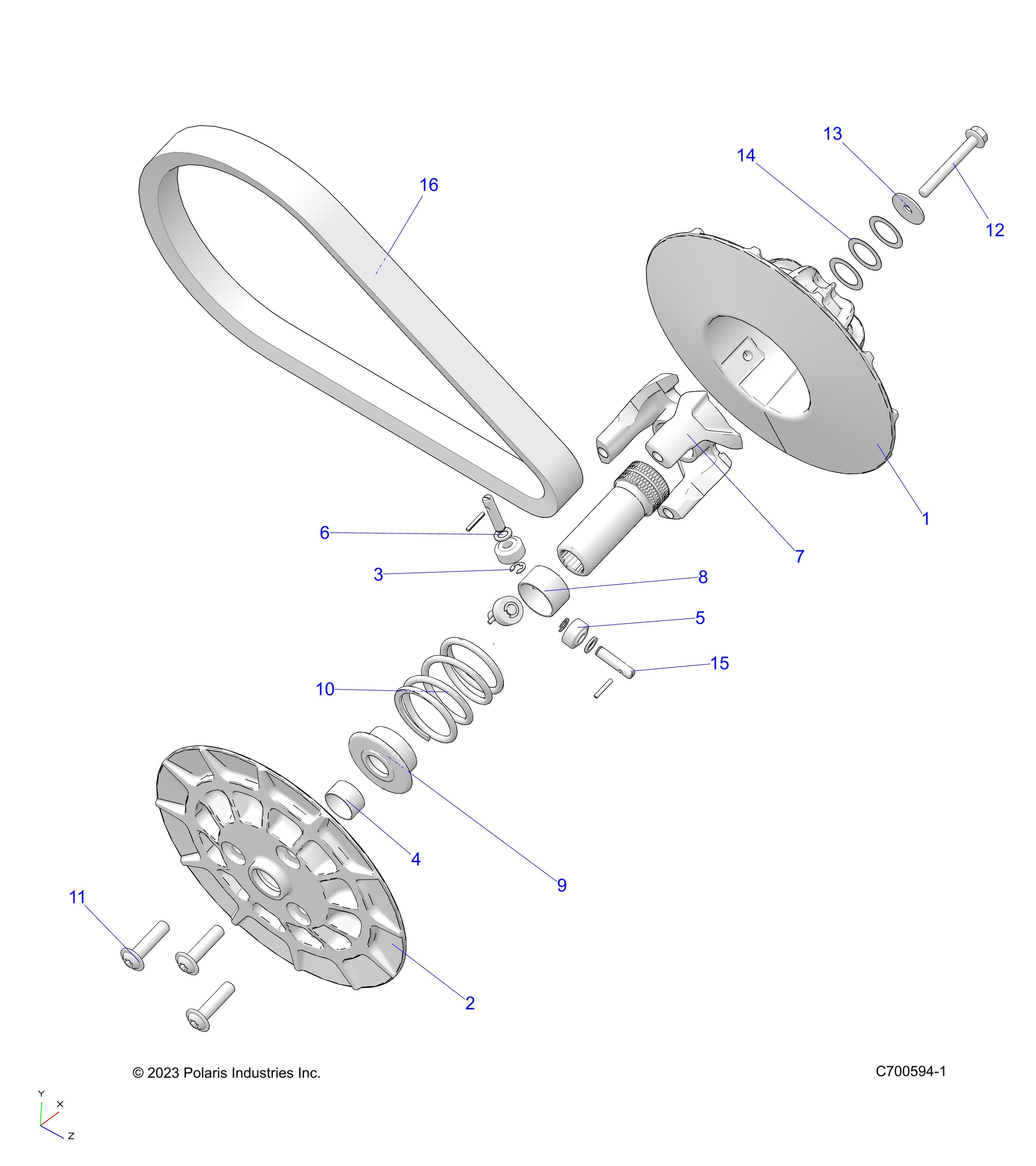 2026 SPORTSMAN 570 6X6 EPS 49S β DRIVE TRAIN, SECONDARY CLUTCH - A26SKE57A1 (C700594) diagram