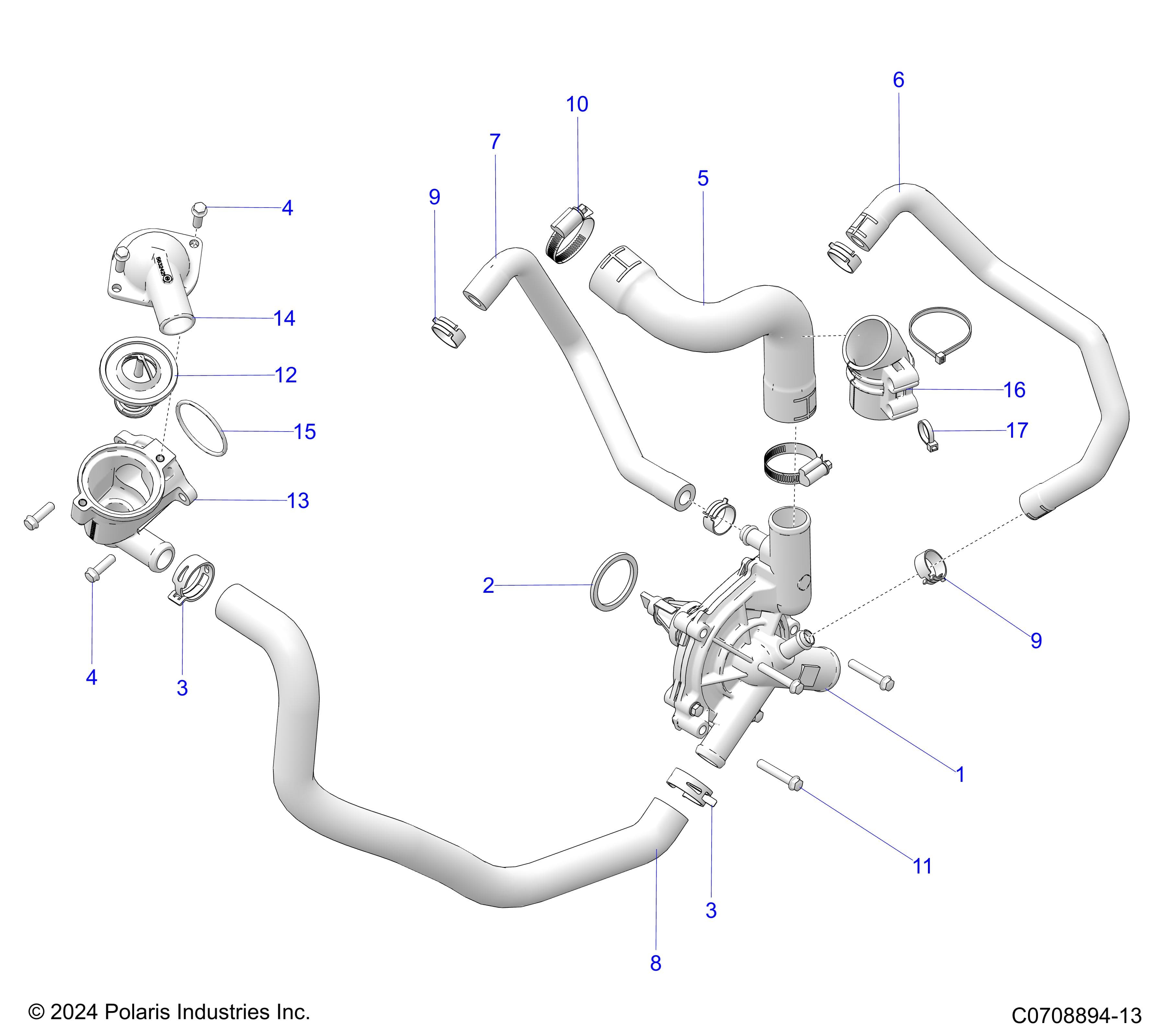2026 POLARIS XPEDITION ADV 5 NORTHSTAR β ENGINE, WATERPUMP AND BYPASS diagram