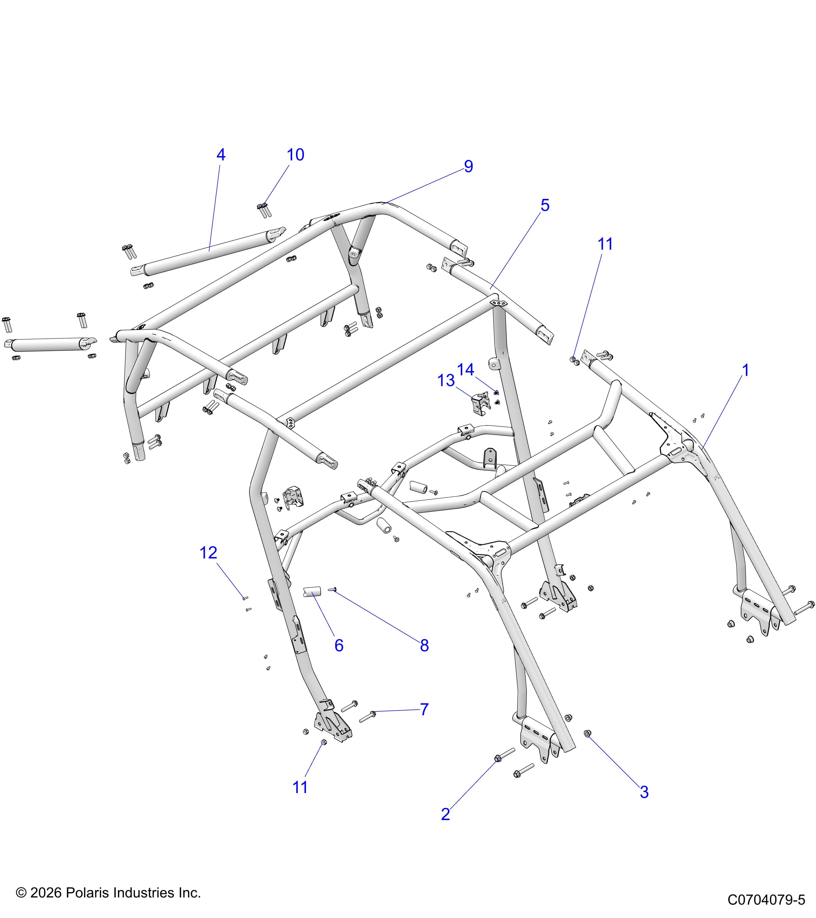 2026 RZR XP 4 1000 SPORT β CHASSIS, CAB FRAME - Z26NMS99A4/B4/A6/B6 (C0704079-4) diagram