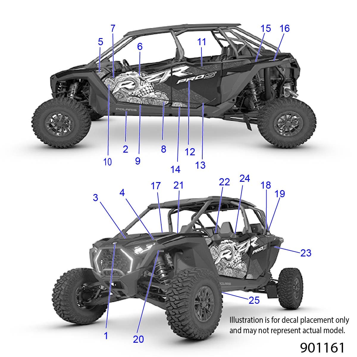 2026 RZR PRO S4 ULTIMATE EVP,LE β BODY, DECALS - Z26S4P92BL (901161) diagram