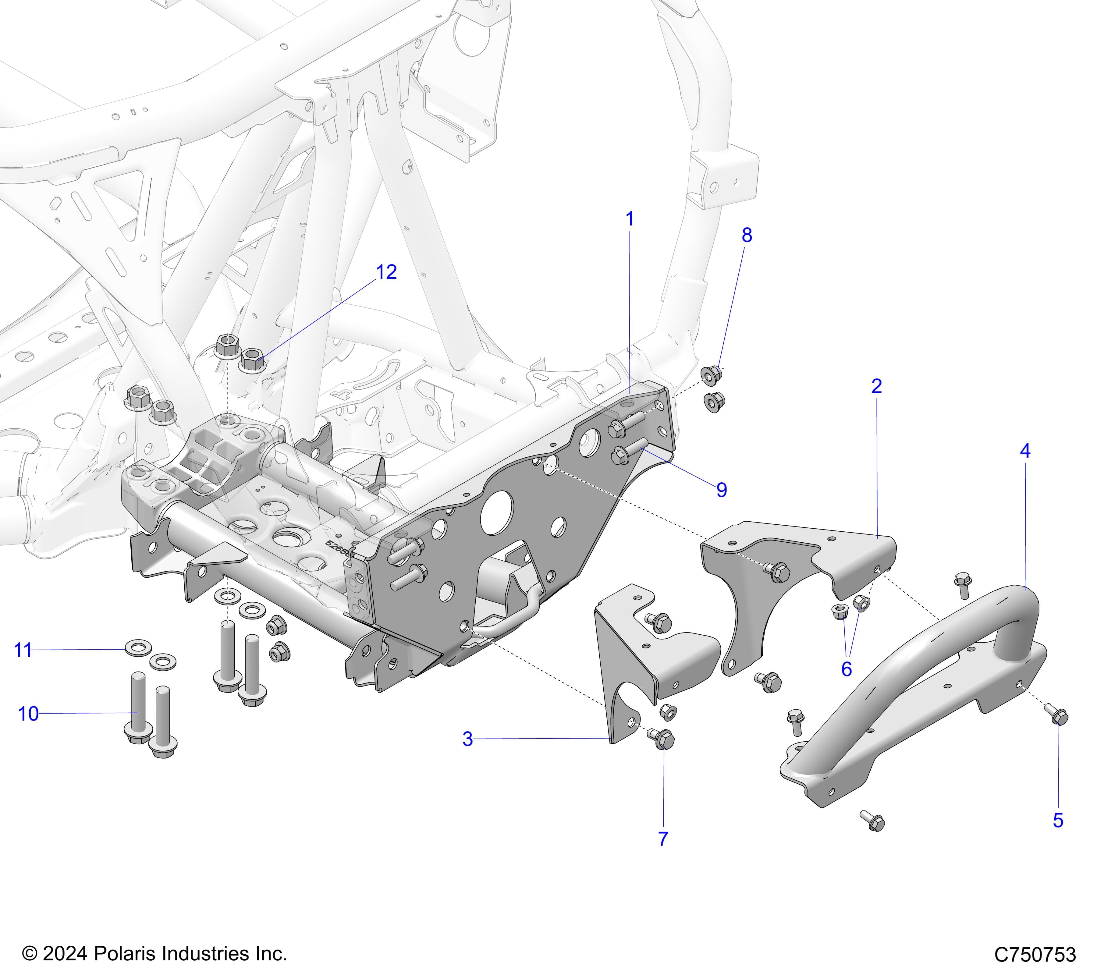 2026 RZR PRO XP ULTIMATE β CHASSIS, FRONT GEARCASE AND BUMPER MOUNTING - Z26XPD92AN/BN/AH/BH (C750753) diagram