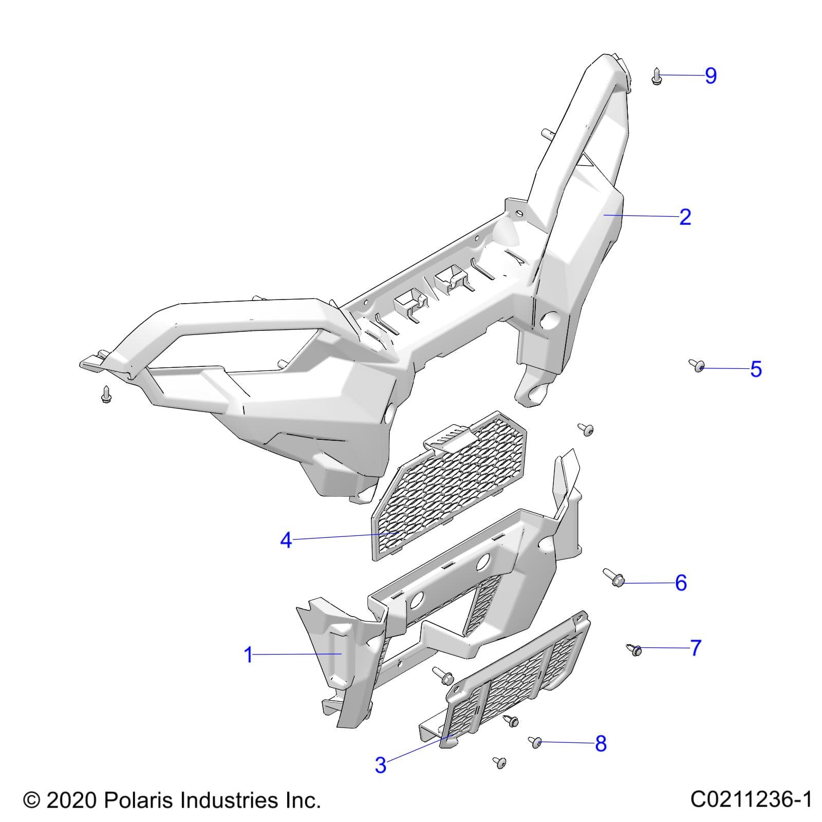 2026 SPORTSMAN TOURING 570 β BODY, FRONT BUMPER - A26SDA57A7 (C0211236-1) diagram