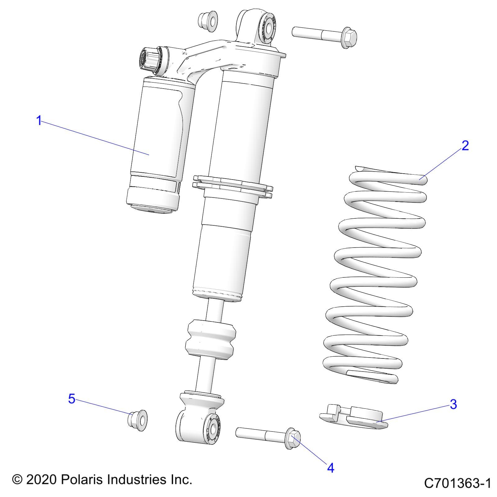 2026 RZR 900 TRAIL ULTIMATE β SUSPENSION, FRONT SHOCK - Z26A5F87A6 (C701363-1) diagram