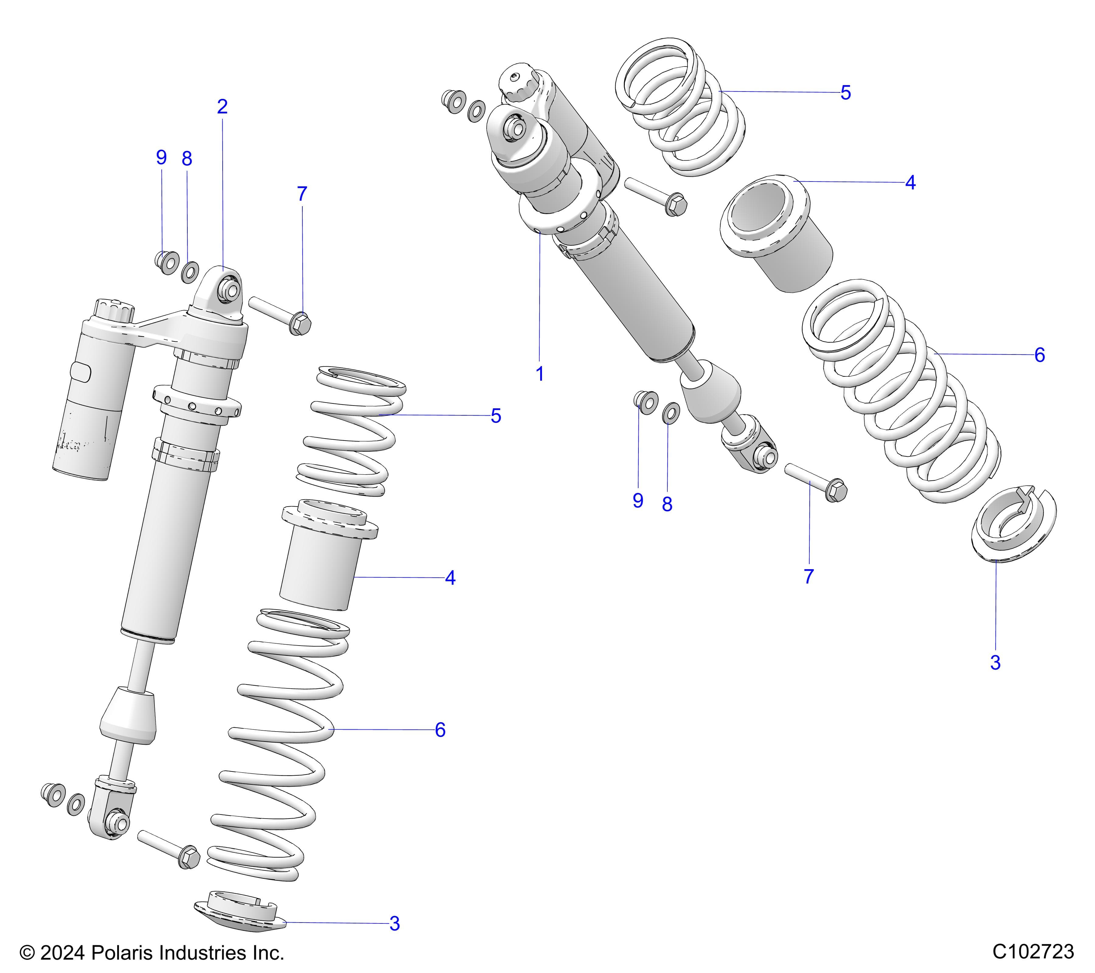 2026 SCRAMBLER XP 1000 S 49S R01 - A26SGE95AB — SUSPENSION, SHOCK, FRONT - A26SGE95AB (C102723) diagram