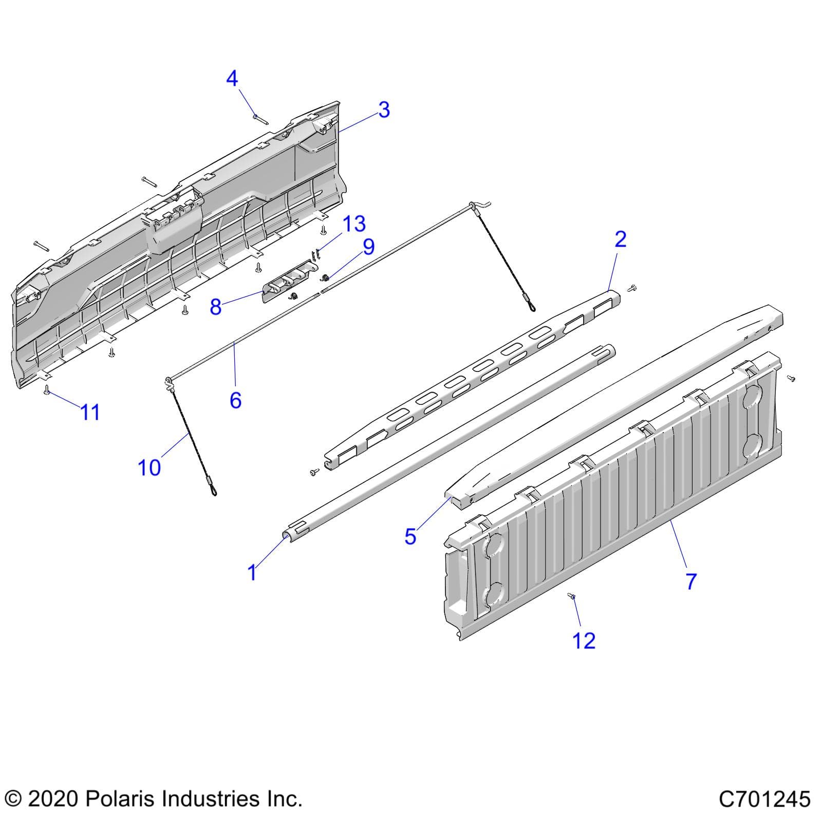 2026 RANGER 1000 CREW NON EPS — BODY, BOX, TAILGATE - R26T6A99A1/B1 (C701245) diagram