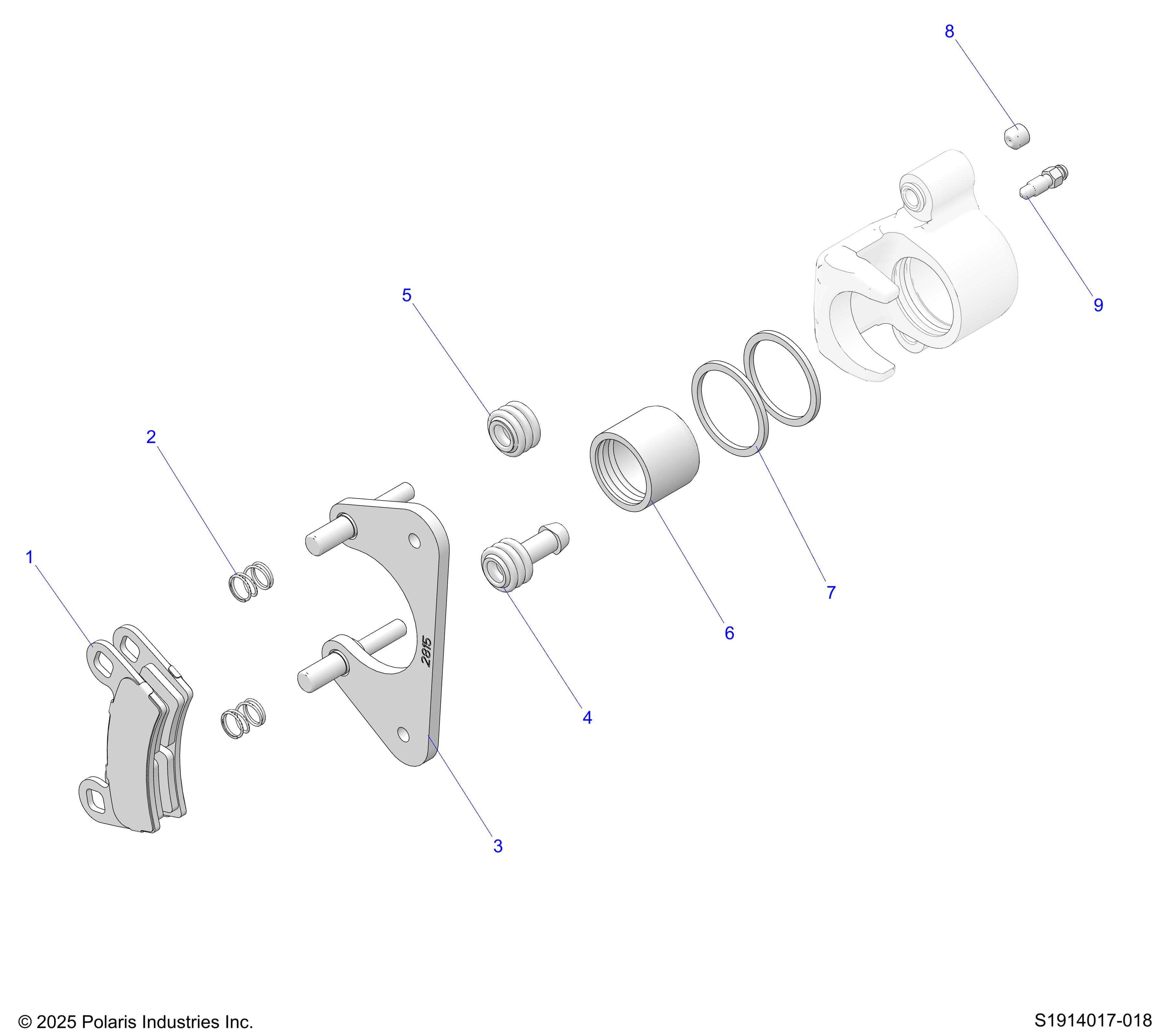 2026 RANGER 1000 CABBED β BRAKES, REAR CALIPER diagram