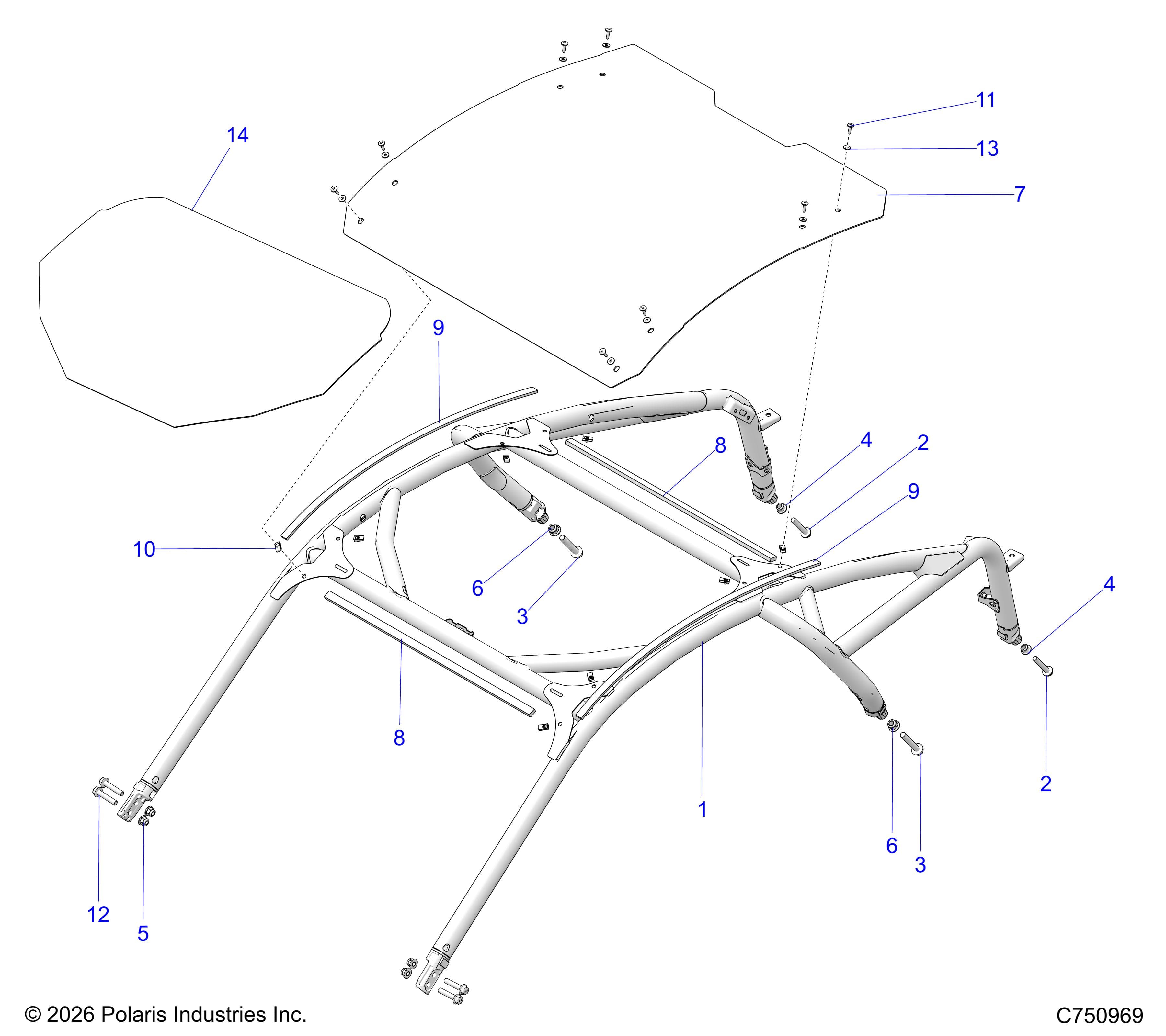 2026 RZR PRO R LE β CHASSIS, CAB FRAME - Z26RPP2KBL (C750969) diagram