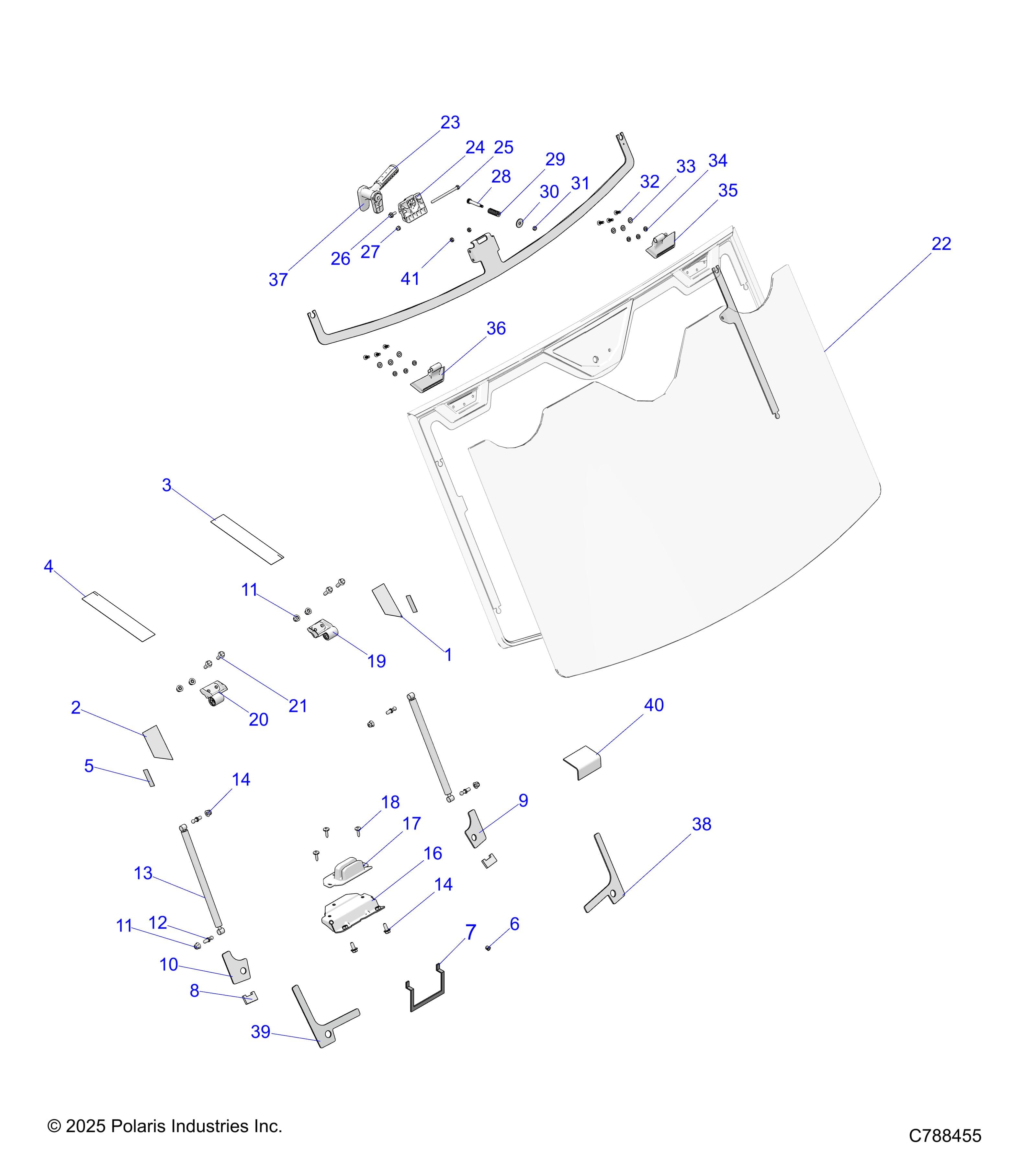2026 RANGER 1000 XP NSTR ULTIMATE TRAIL BOSS β BODY, WINDSHIELD, TIP-OUT & FOAM - R26RRV99AK (C788397) diagram