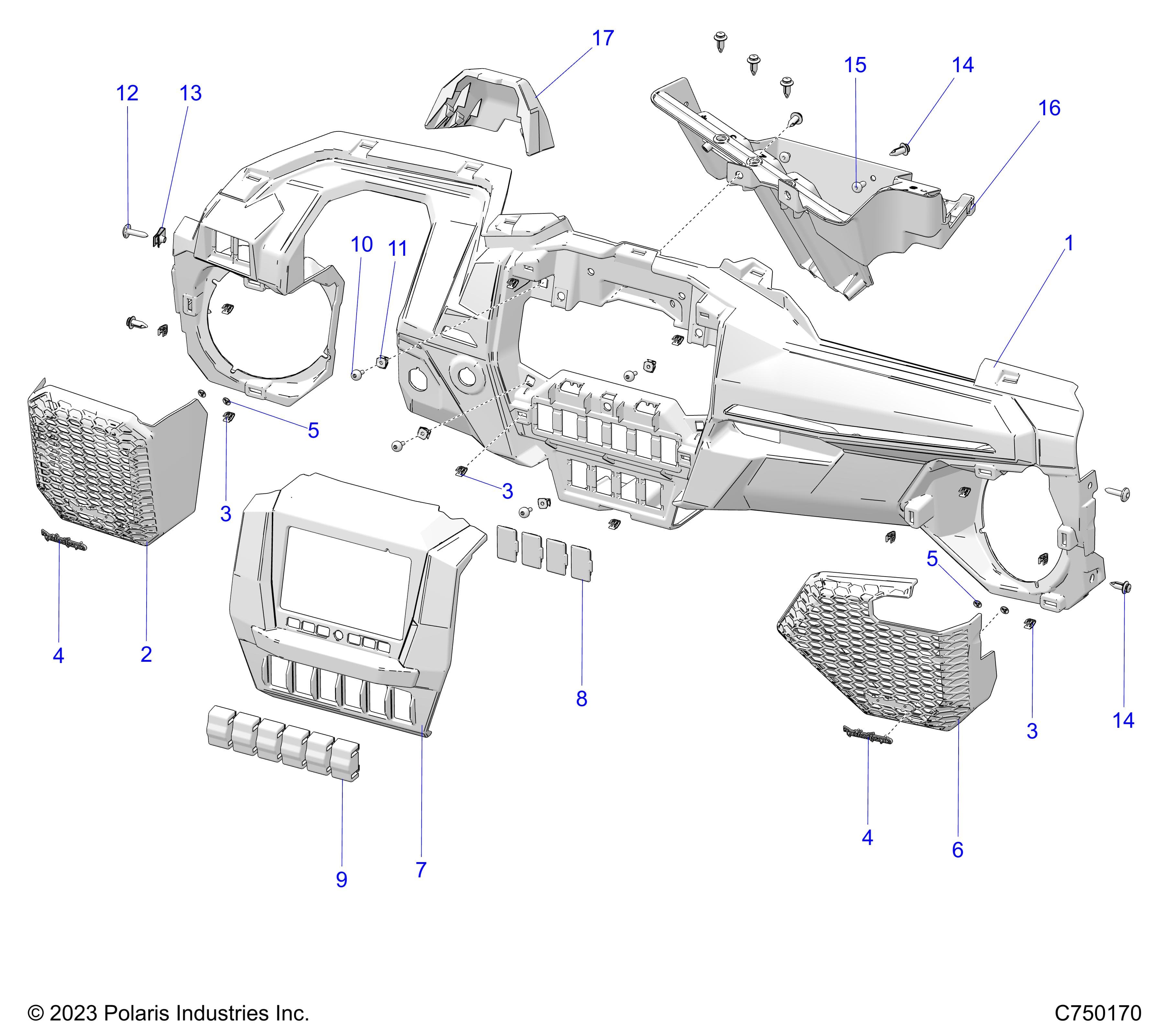 2026 RZR PRO S4 ULTIMATE EVP,LE β BODY, DASH LOWER - Z26S4P92BL (C750170) diagram