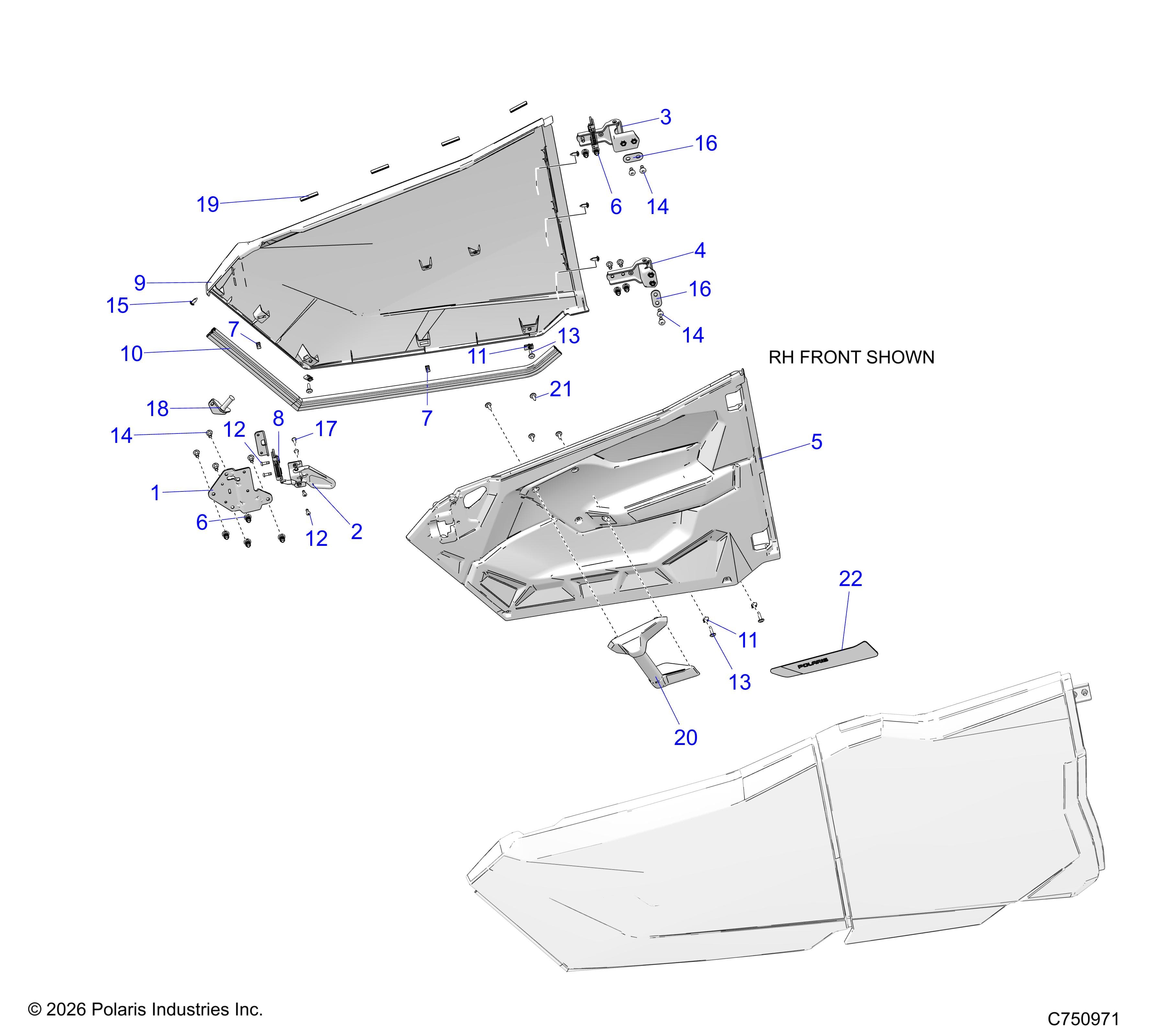 2026 RZR PRO R4 LE β BODY, DOORS, FRONT - Z26R4P2KBL (C750971) diagram