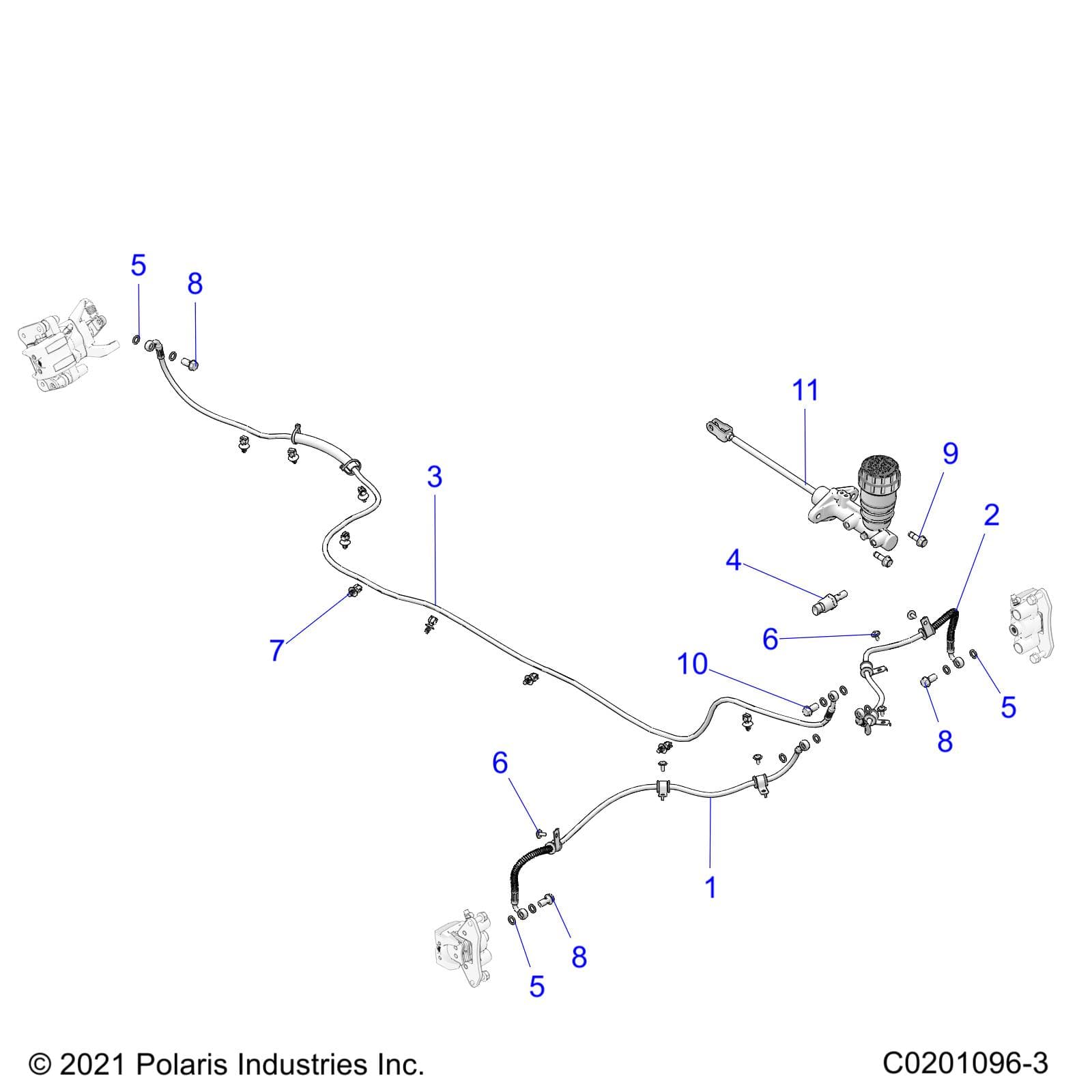 2026 RZR 200 AU β BRAKES, BRAKE LINES and MASTER CYLINDER - Z26HCA18D4 (C0201096-3) diagram