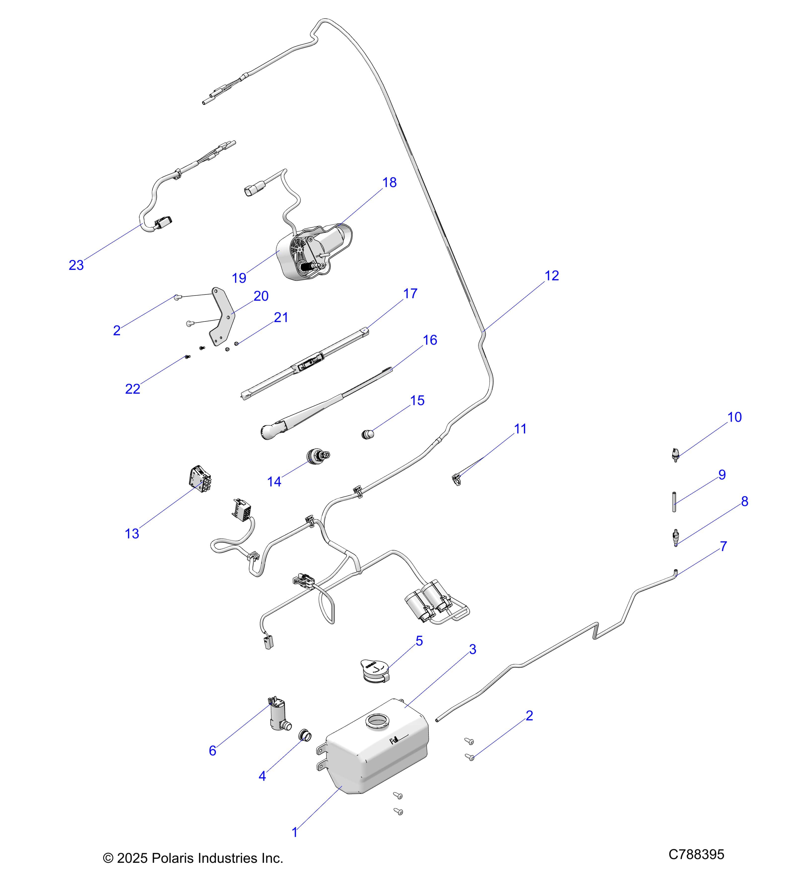 2026 RANGER 1000 XP NSTR ULTIMATE TRAIL BOSS β BODY, WATER BOTTLE PUMP ASSEMBLY & WIPER KIT - R26RRV99AK (C788395) diagram