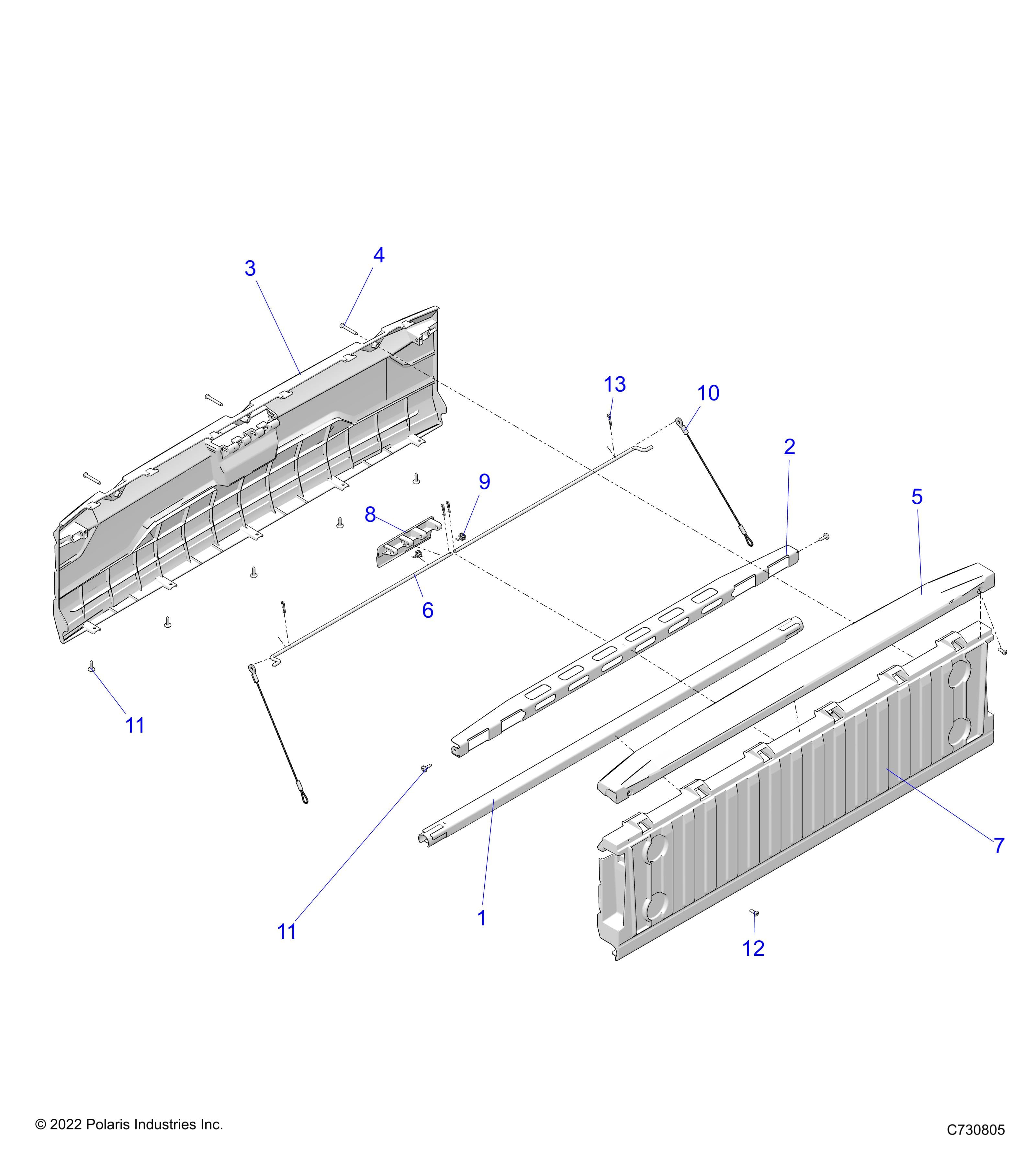 2026 RANGER 1000 XP CREW NORTHSTAR TEXAS EDITION β BODY, BOX, TAILGATE - R26RST99AL (C730805) diagram