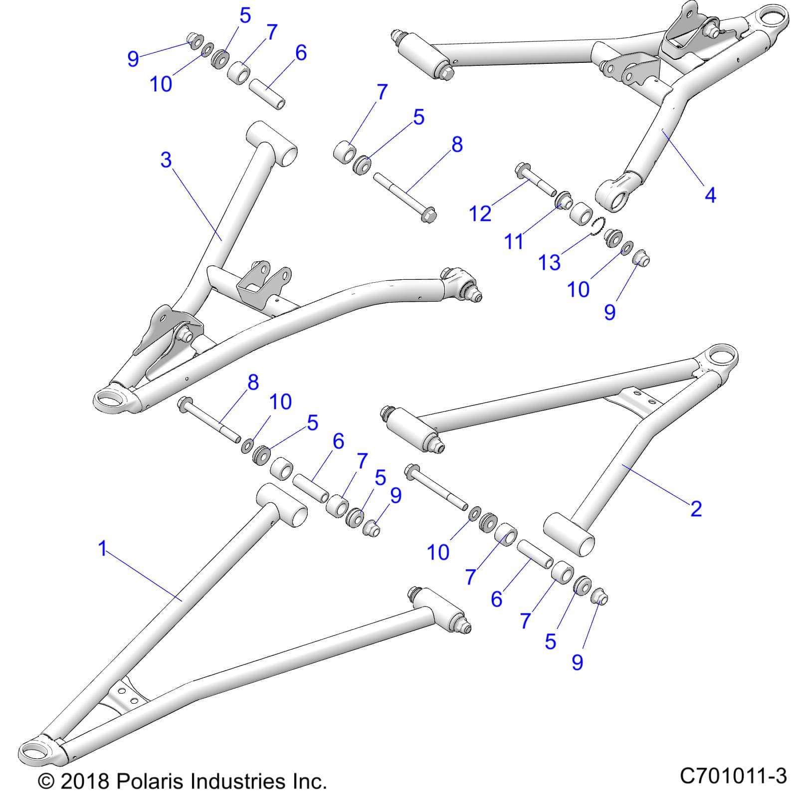 2026 RZR TRAIL S 1000 ULTIMATE β SUSPENSION, FRONT CONTROL ARMS - Z26ASF99A6 (C701011-3) diagram