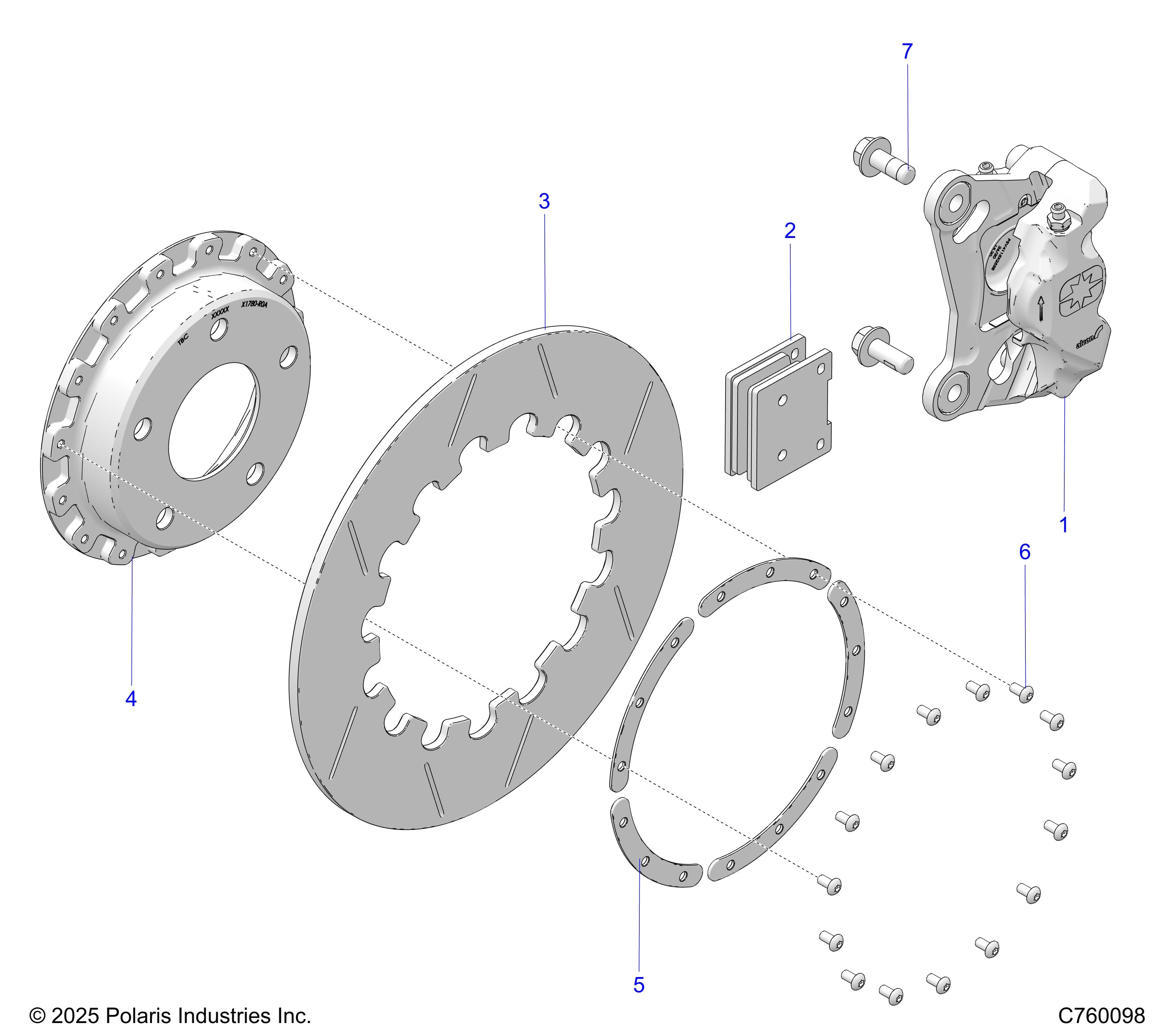 2026 RZR PRO R RACE H.O. β BRAKES, CALIPER AND BRAKE DISC, REAR - Z26RRL2KAL (C760098) diagram