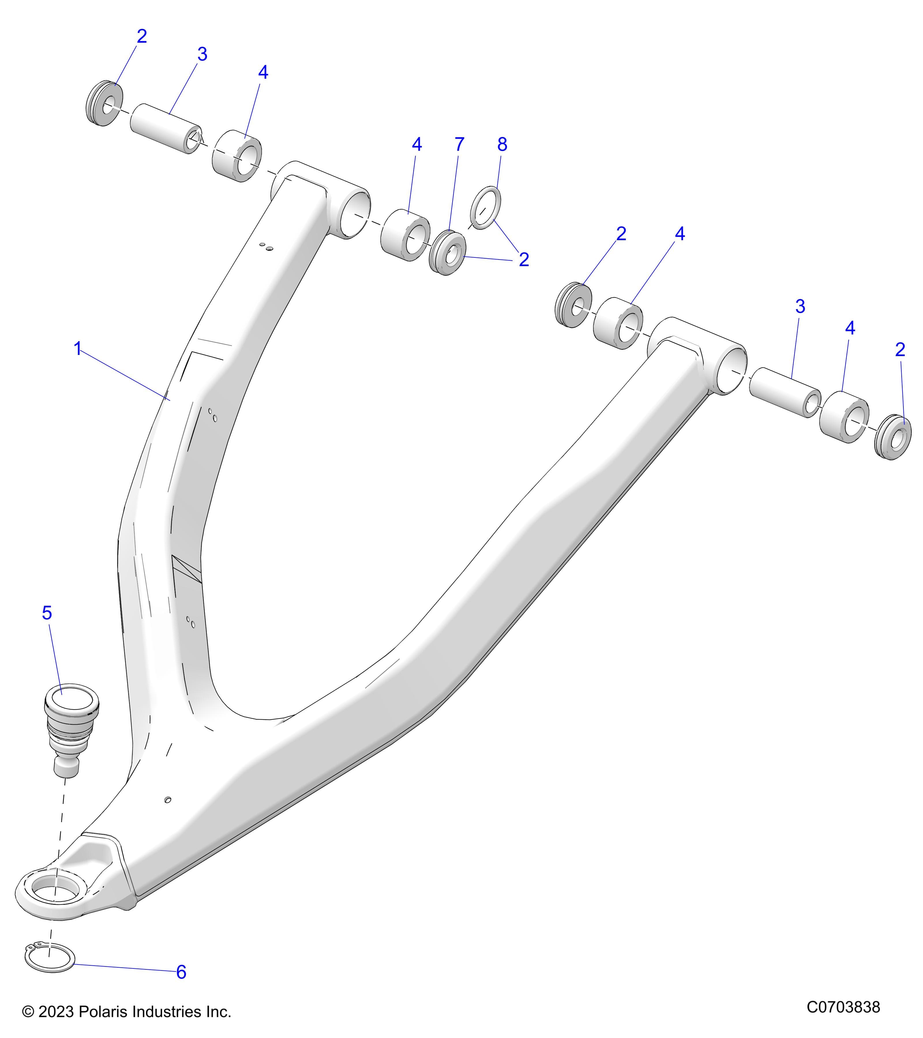 2026 RZR PRO S4 SPORT β SUSPENSION, FRONT CONTROL ARM UPPER - Z26S4E92A4/B4/A6/B6 (C0703838) diagram