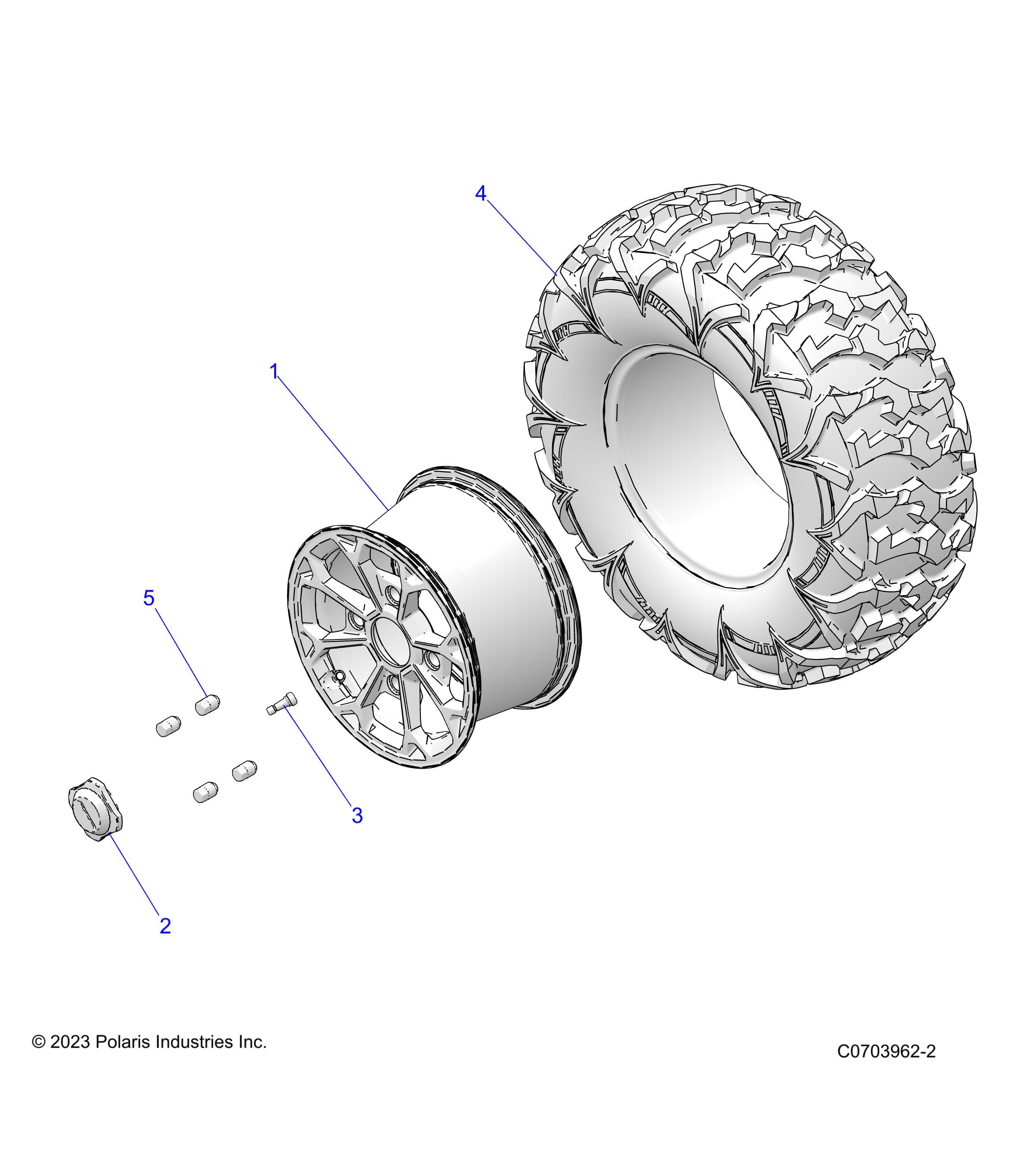 2026 RZR XP 4 1000 SPORT β WHEELS, REAR - Z26NMS99A4/B4/A6/B6 (0703962-2) diagram